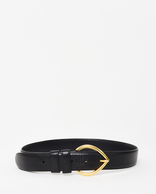 Gucci Black Leather Tear Drop Belt - 80/32