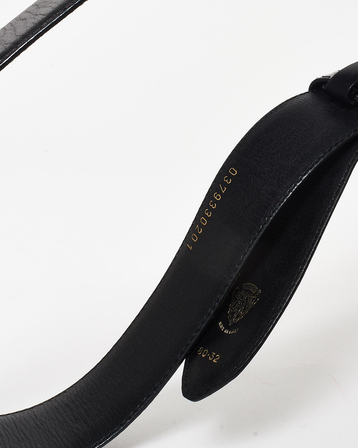 Gucci Black Leather Tear Drop Belt - 80/32