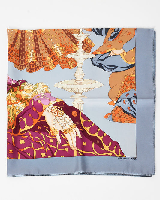 Hermès Charcoal & Burgundy Multi "Splendeur Des Maharajas II" Silk Scarf