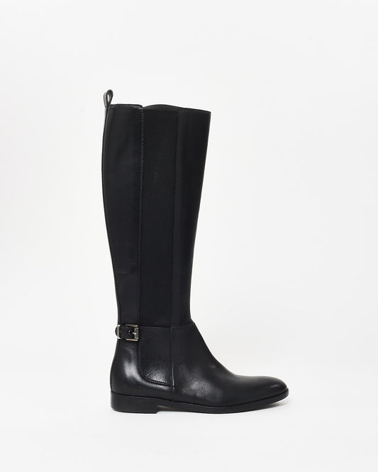 Sergio Rossi Black Leather Riding Boots - 36.5