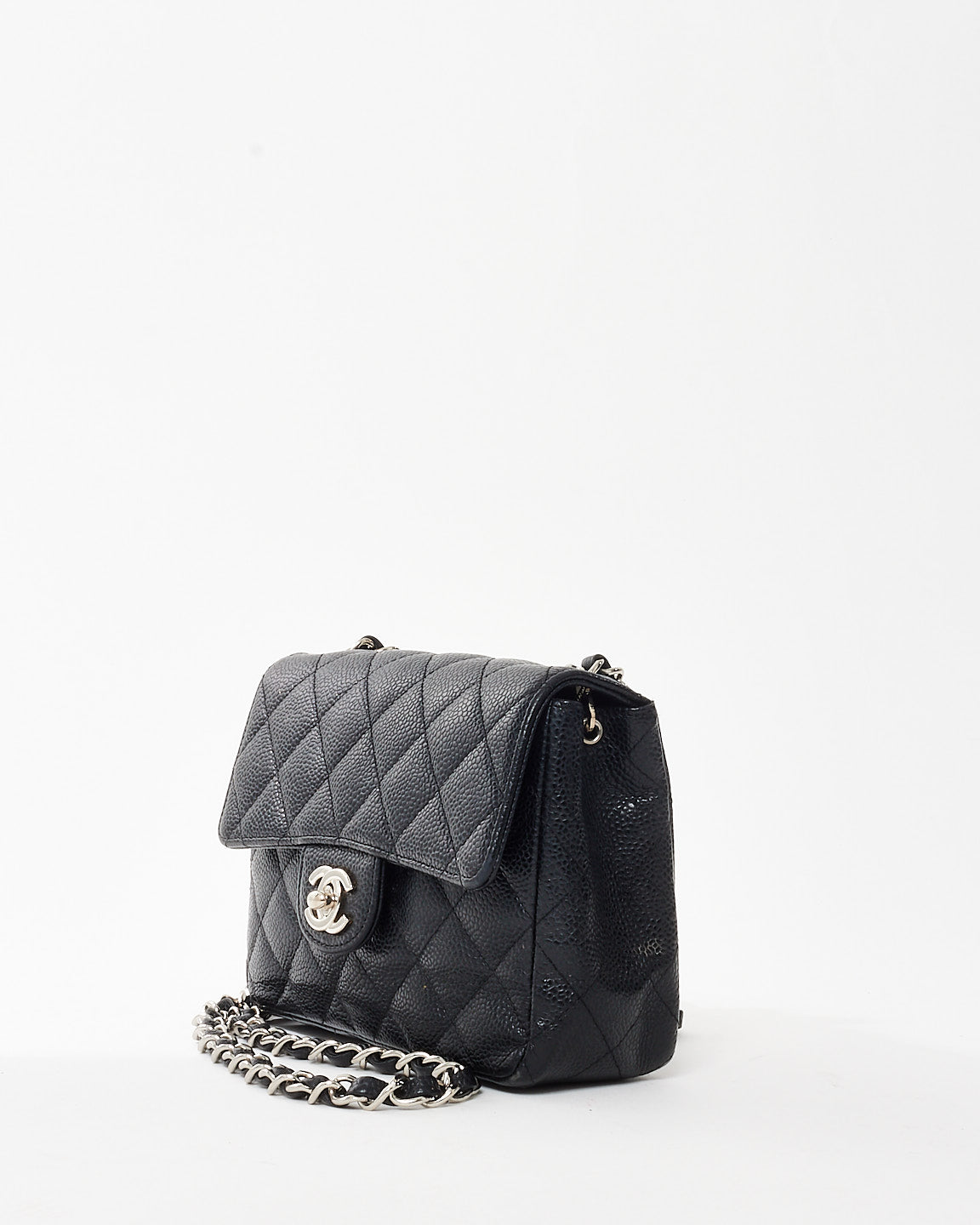 Chanel Black Caviar Leather Mini Square Flap SHW