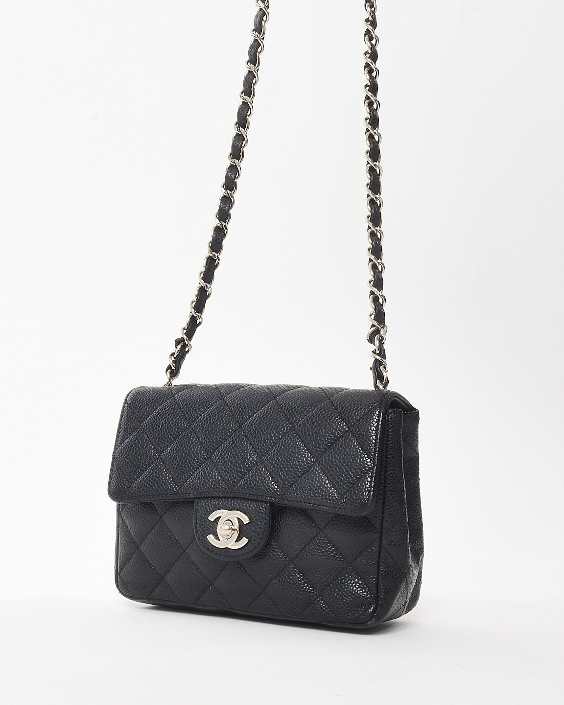 Chanel Black Caviar Leather Mini Square Flap SHW