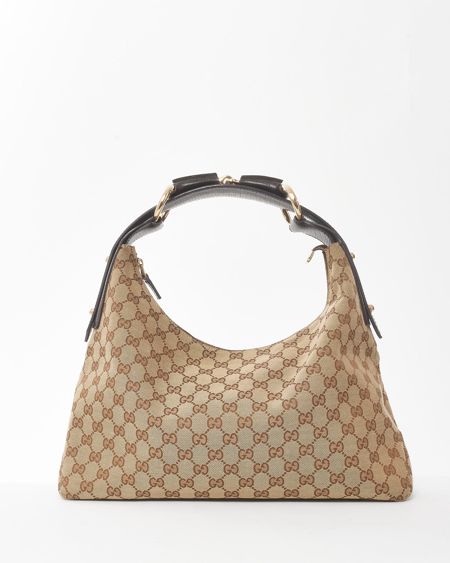 Gucci Brown Monogram Canvas Horsebit Hobo Shoulder Bag