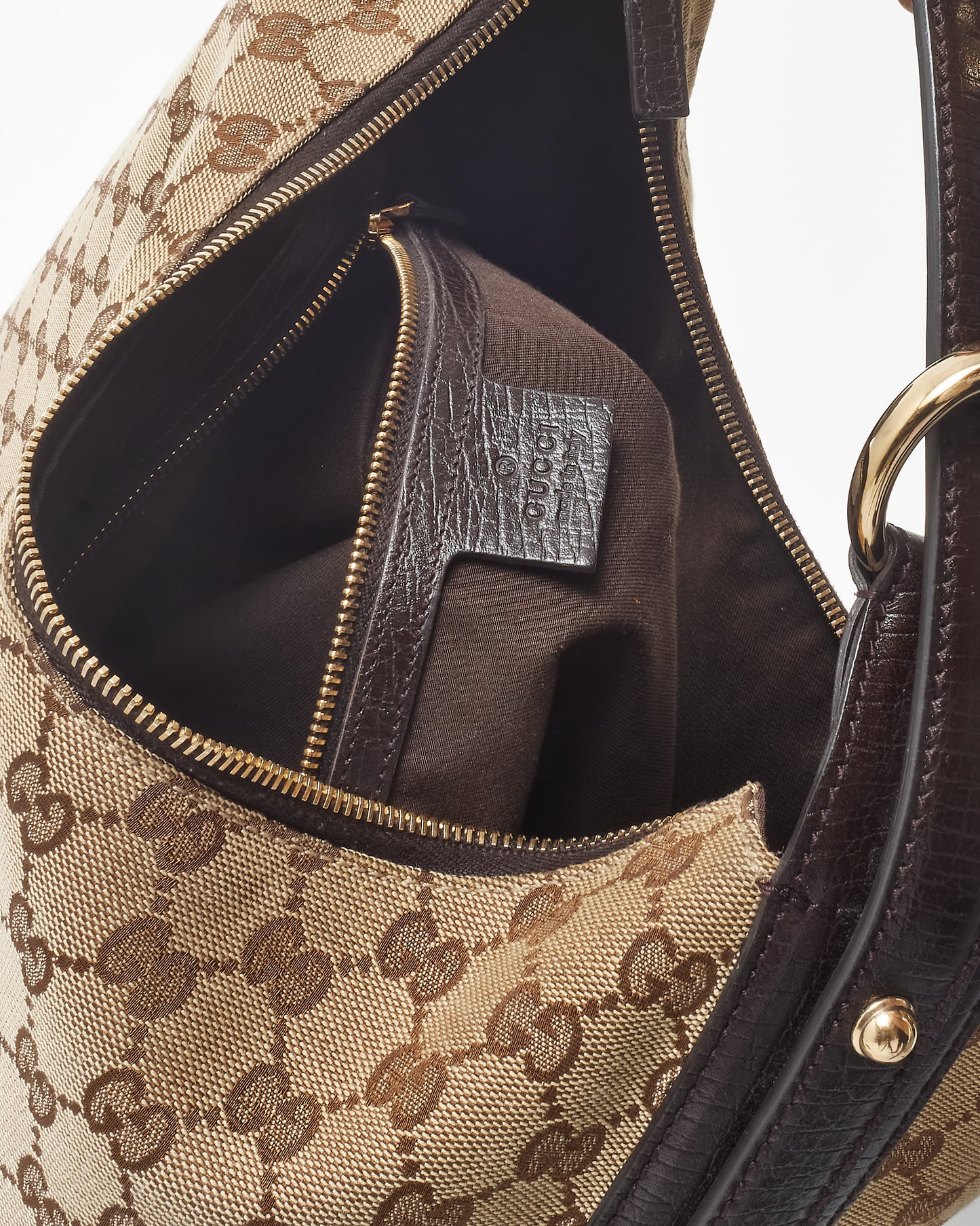 Gucci Brown Monogram Canvas Horsebit Hobo Shoulder Bag