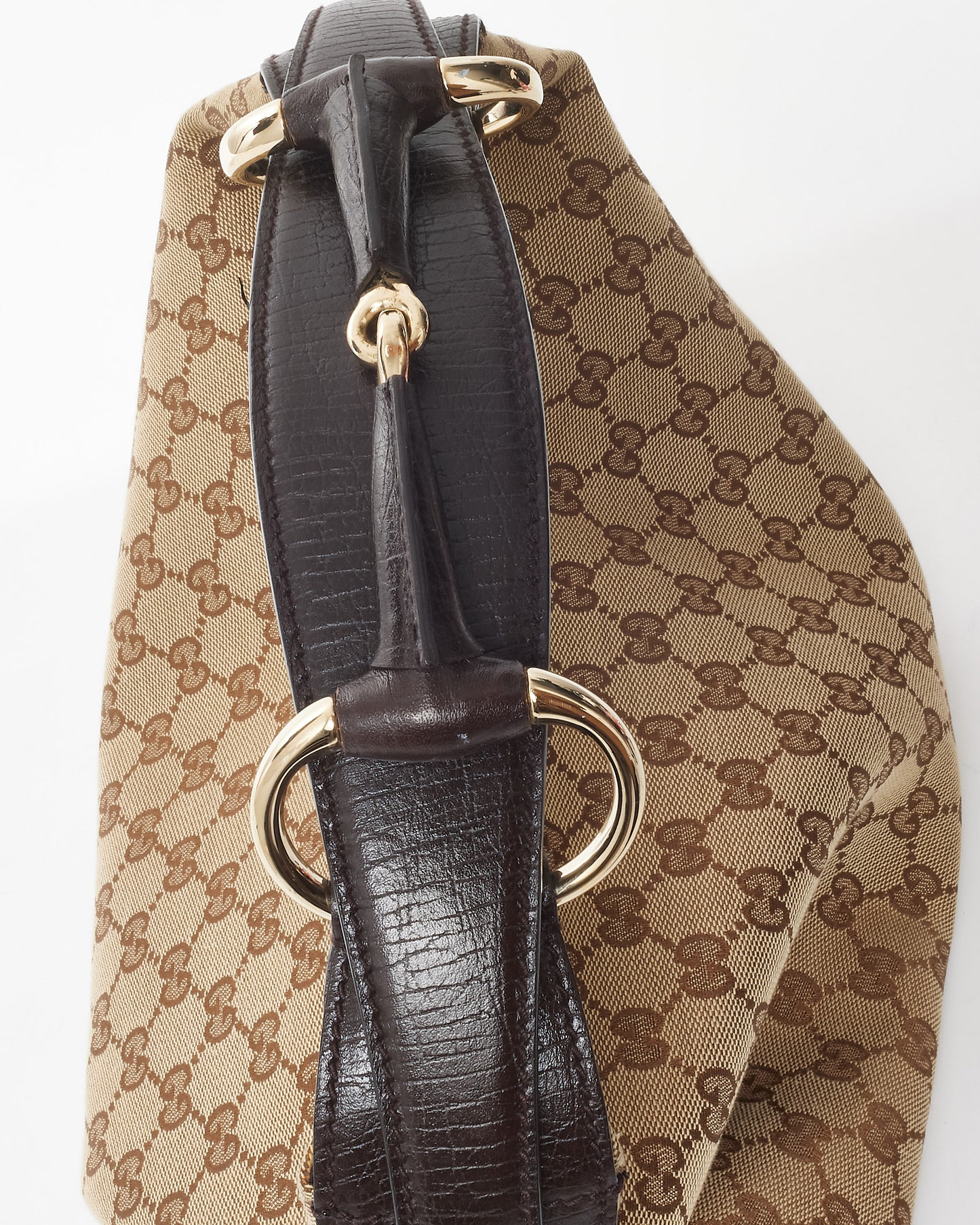 Gucci Brown Monogram Canvas Horsebit Hobo Shoulder Bag