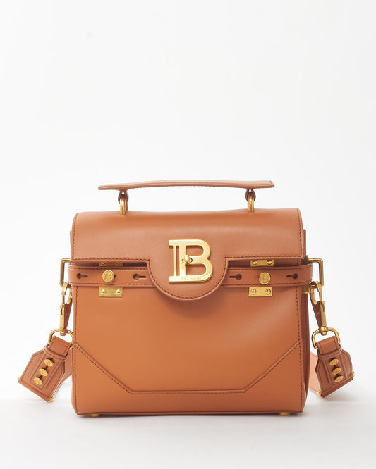 Balmain Brown Leather B-Buzz 23 Top Handle Bag