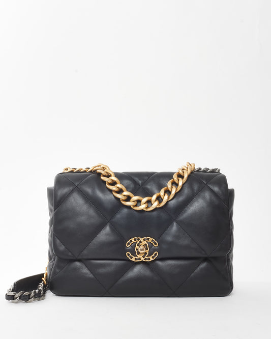 Chanel Black Lambskin Leather Medium Chanel 19 Bag