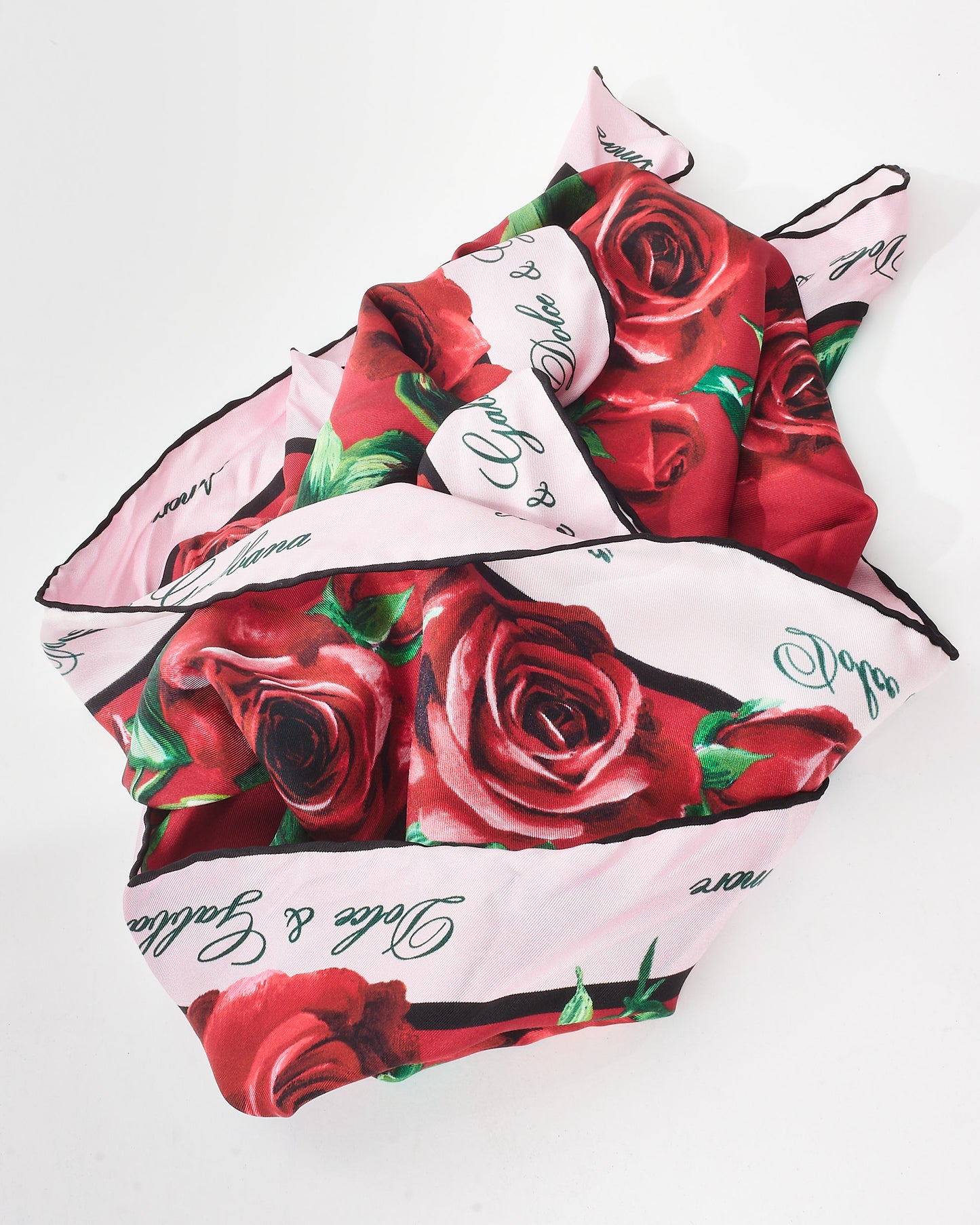 Dolce & Gabbana Red Roses Silk Scarf