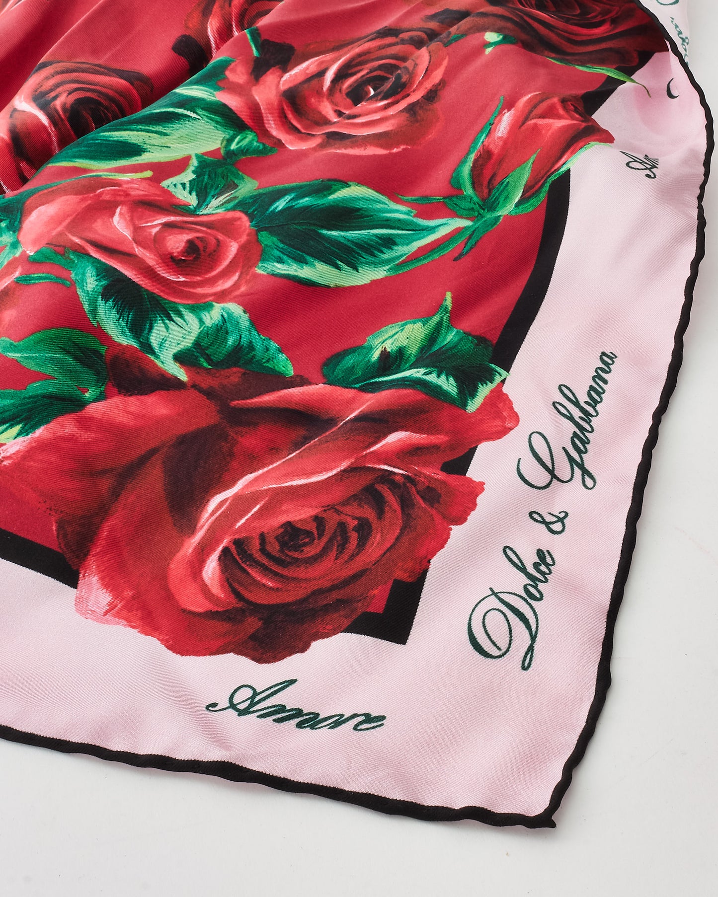 Dolce & Gabbana Red Roses Silk Scarf