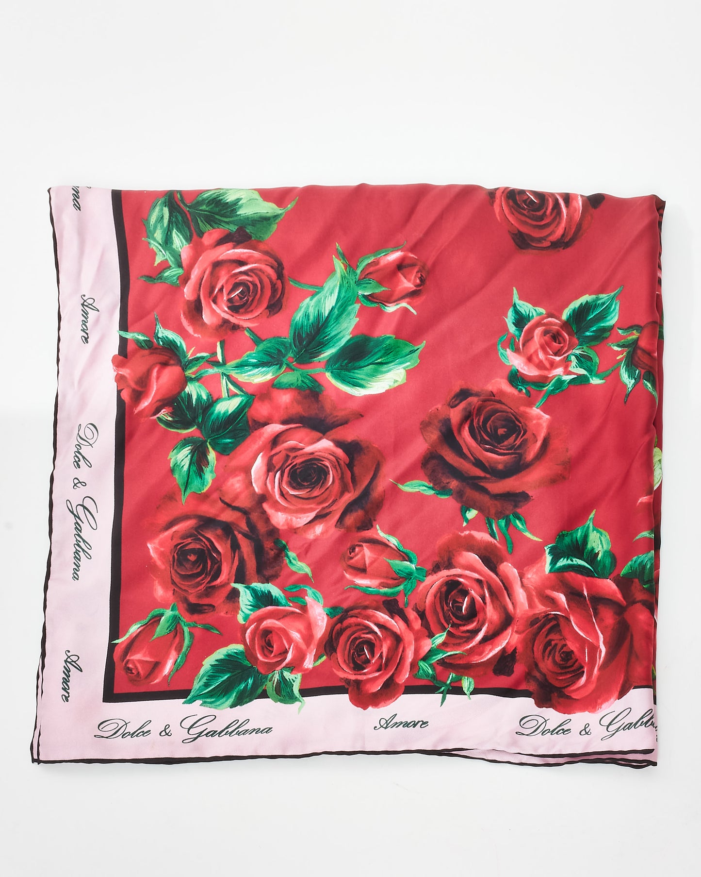 Dolce & Gabbana Red Roses Silk Scarf