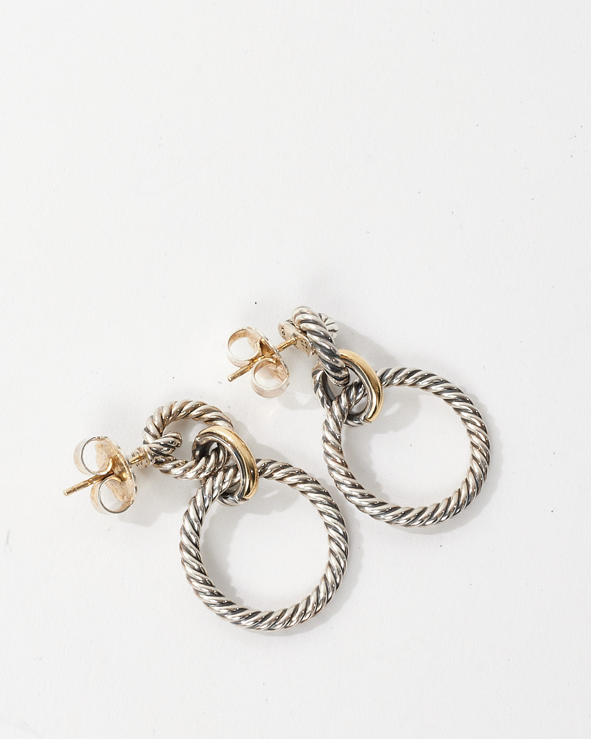 David Yurman Twisted Cable Double Loop Hoop Stud Earrings