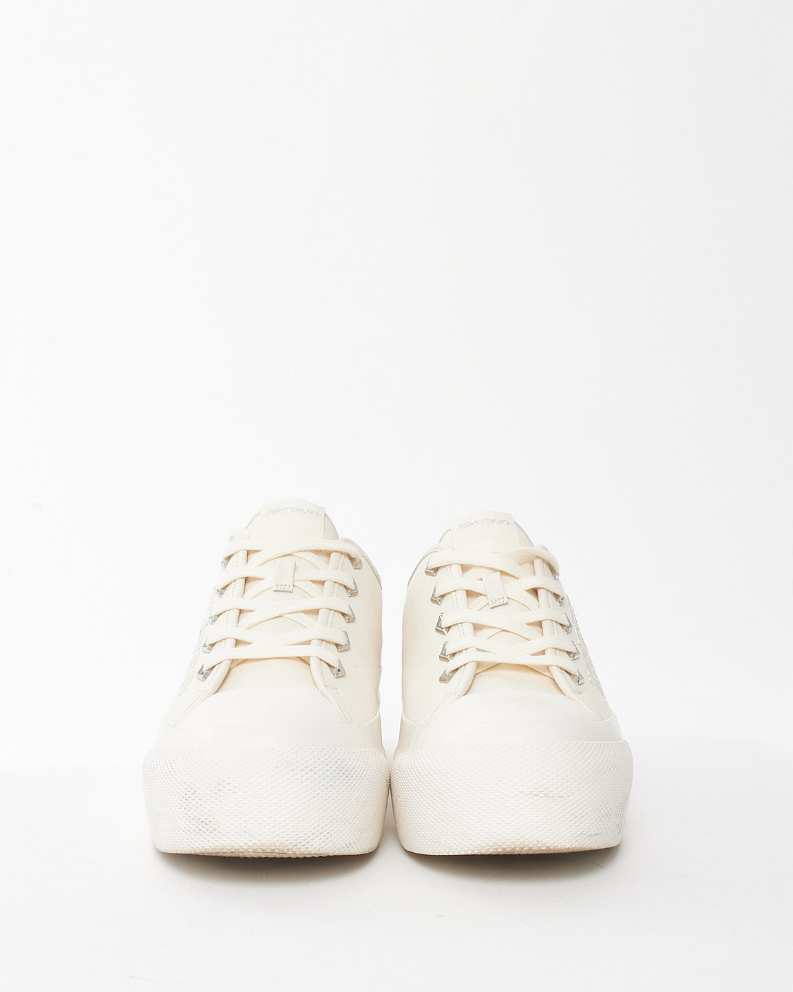 Jimmy Choo White Canvas Logo Sneakers - 38