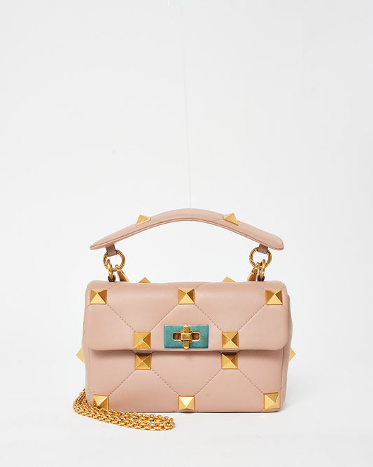 Valentino Blush Puffy Leather Small Roman Stud Bag