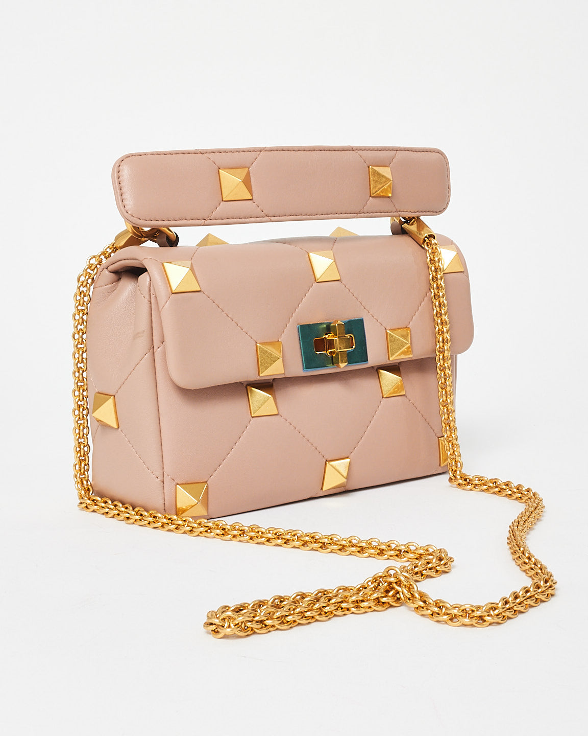 Valentino Blush Puffy Leather Small Roman Stud Bag