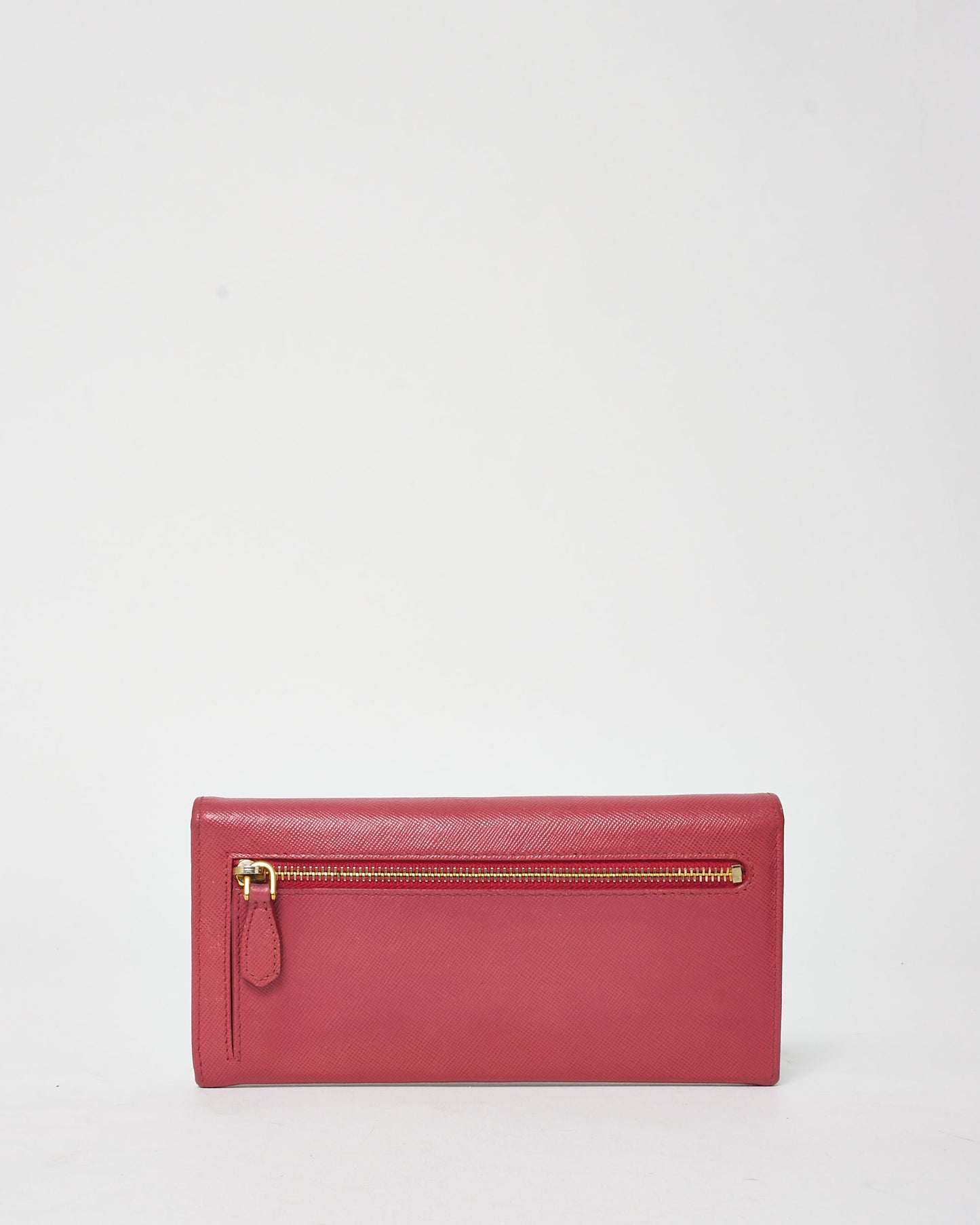 Prada Pink Leather Logo Flap Long Wallet