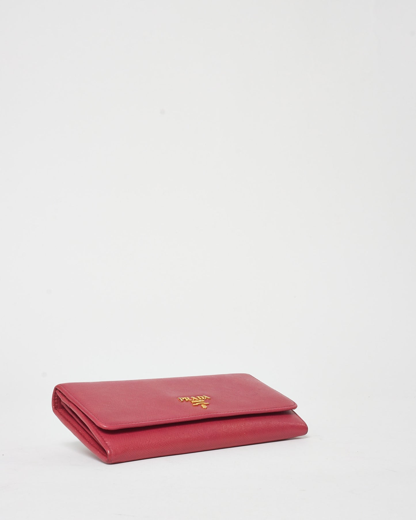 Prada Pink Leather Logo Flap Long Wallet