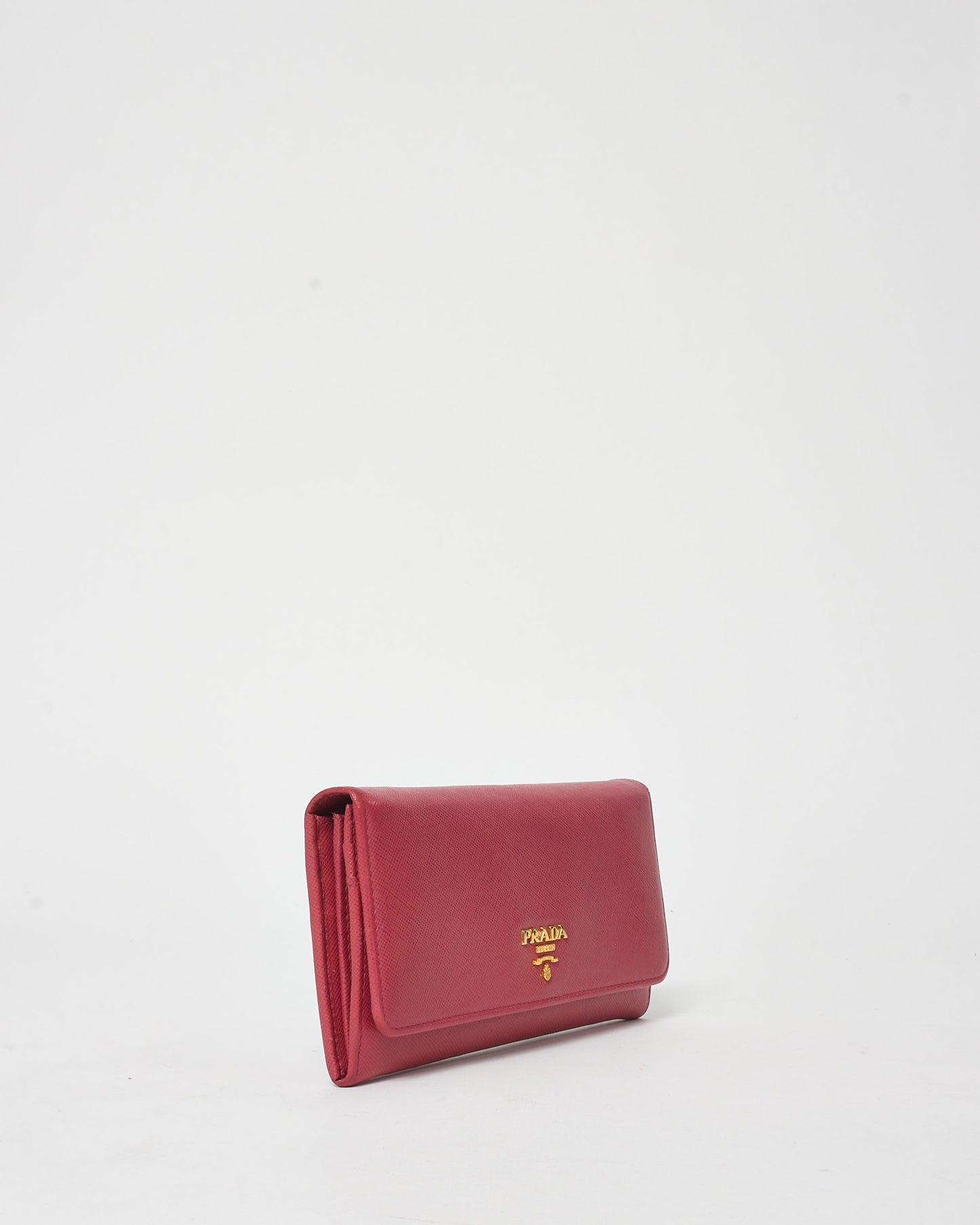 Prada Pink Leather Logo Flap Long Wallet