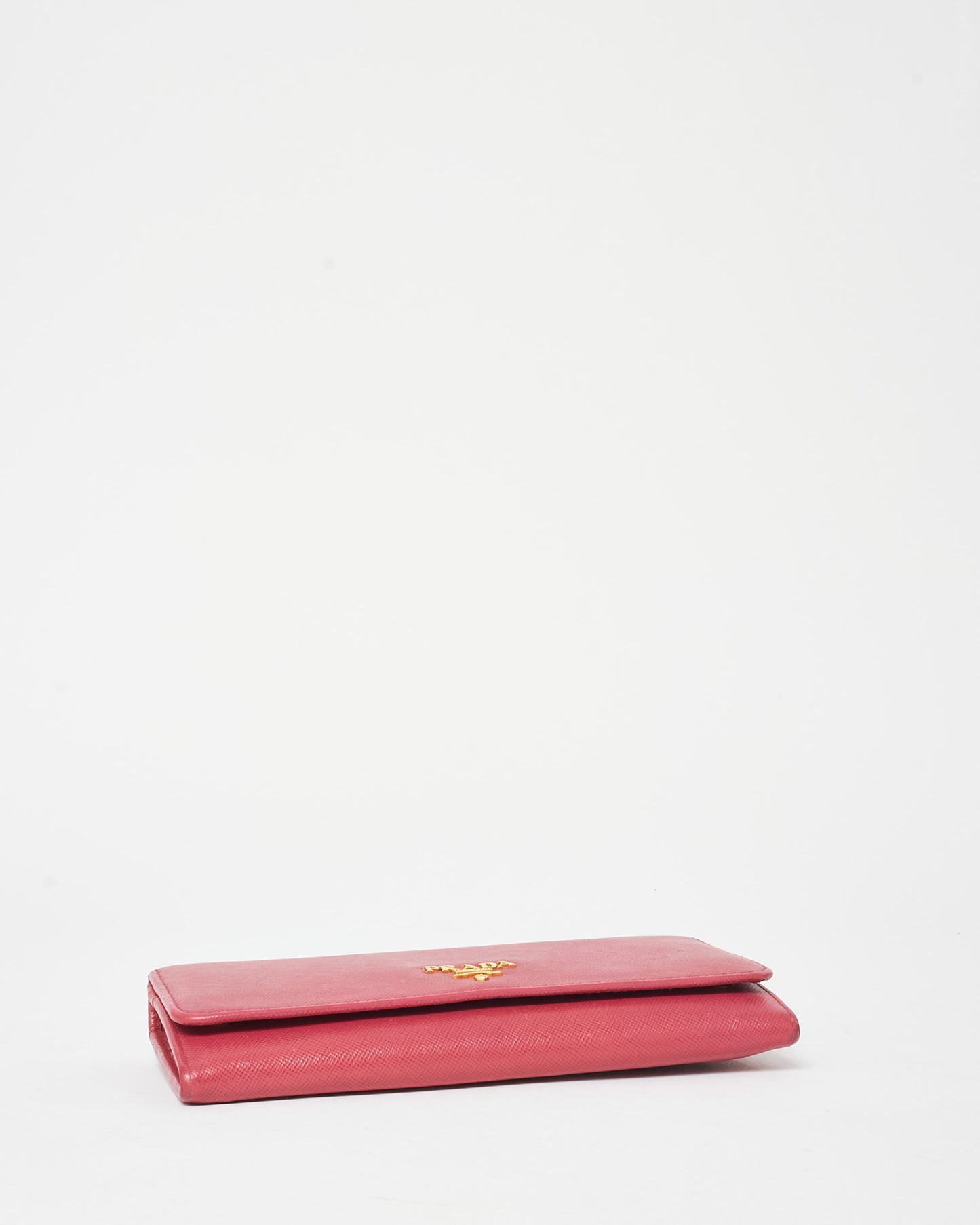 Prada Pink Leather Logo Flap Long Wallet