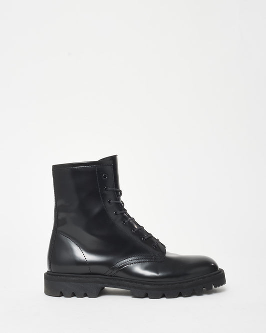 The Row Black Gloss Leather Ranger Boots - 38.5