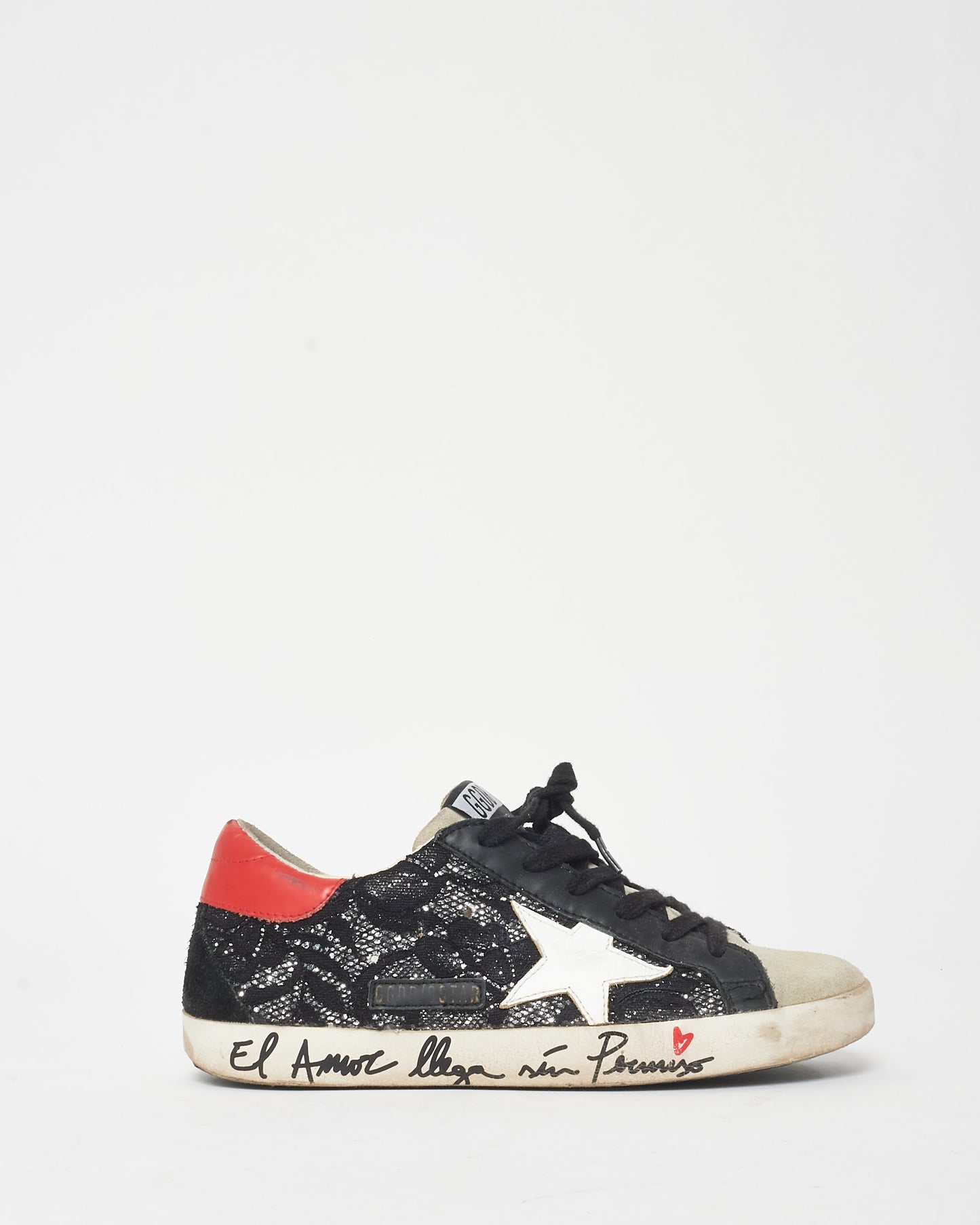 Golden Goose Black Sequin Lace & Pink Superstar Sneakers - 36