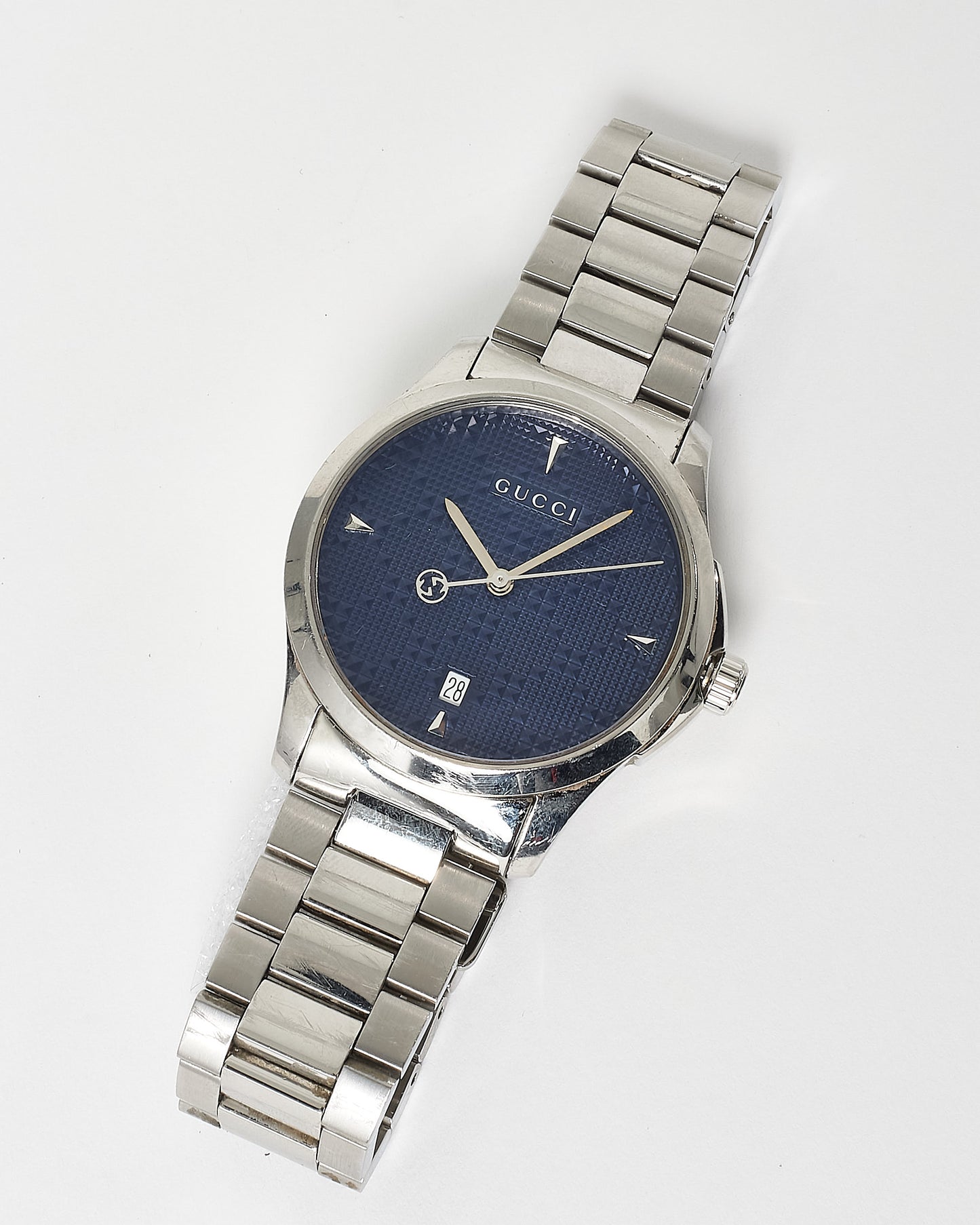 Gucci Stainless Steel & Navy Blue Pattern Dial 45 MM Watch