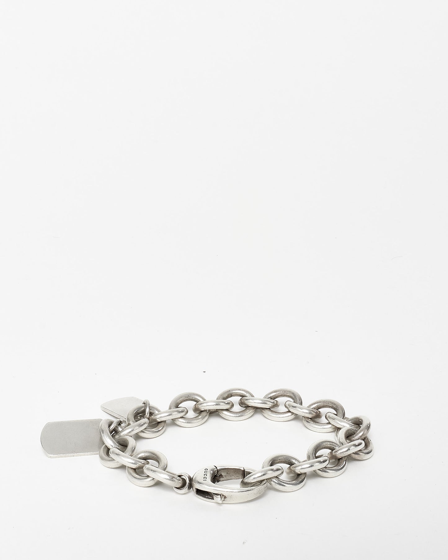 Gucci Silver Dog Tag Chunky Link Bracelet