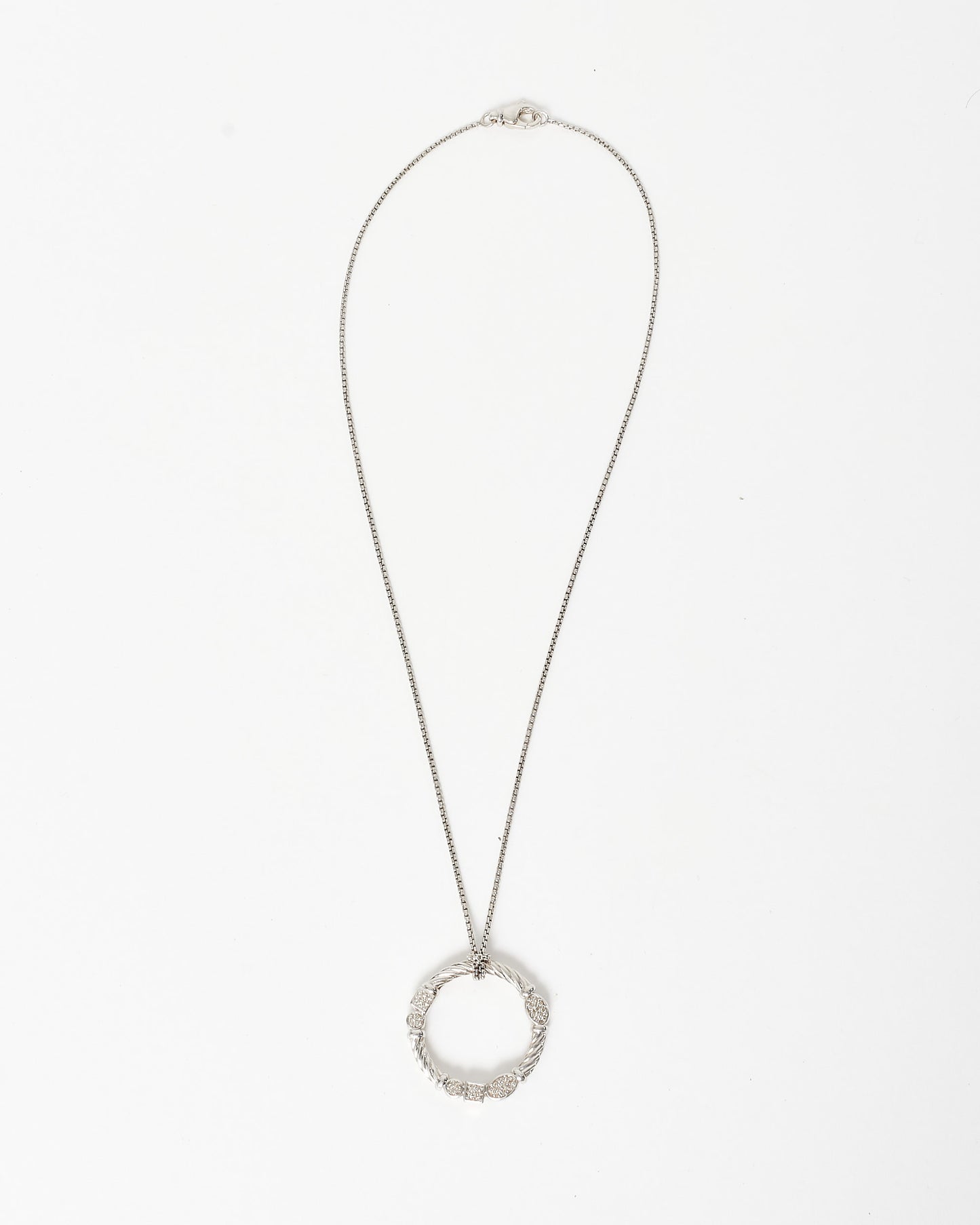 David Yurman Circle Pendant & Geometric Pavé Pendant Necklace