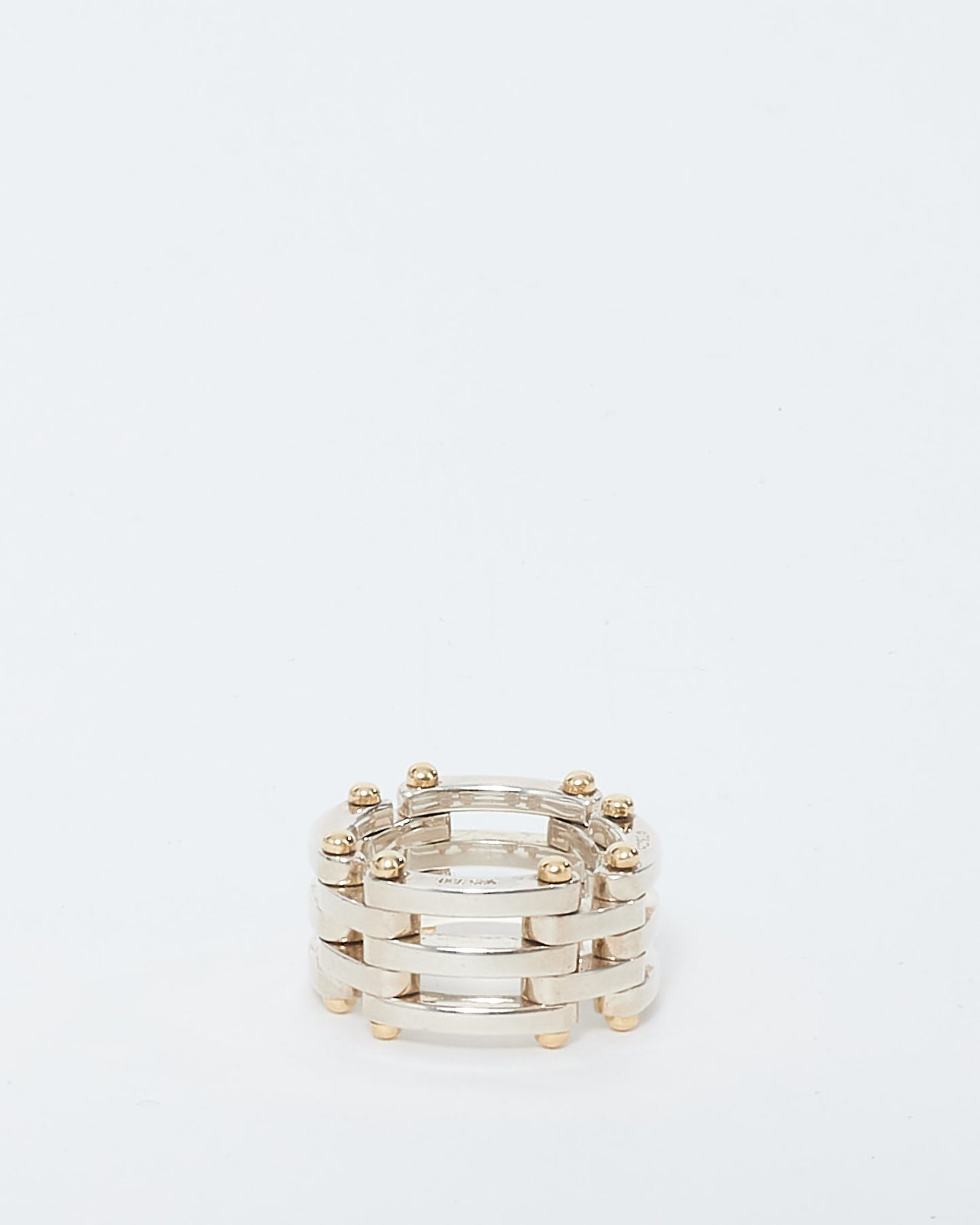 Tiffany & Co. Sterling Silver & Gold Link Ring - 6