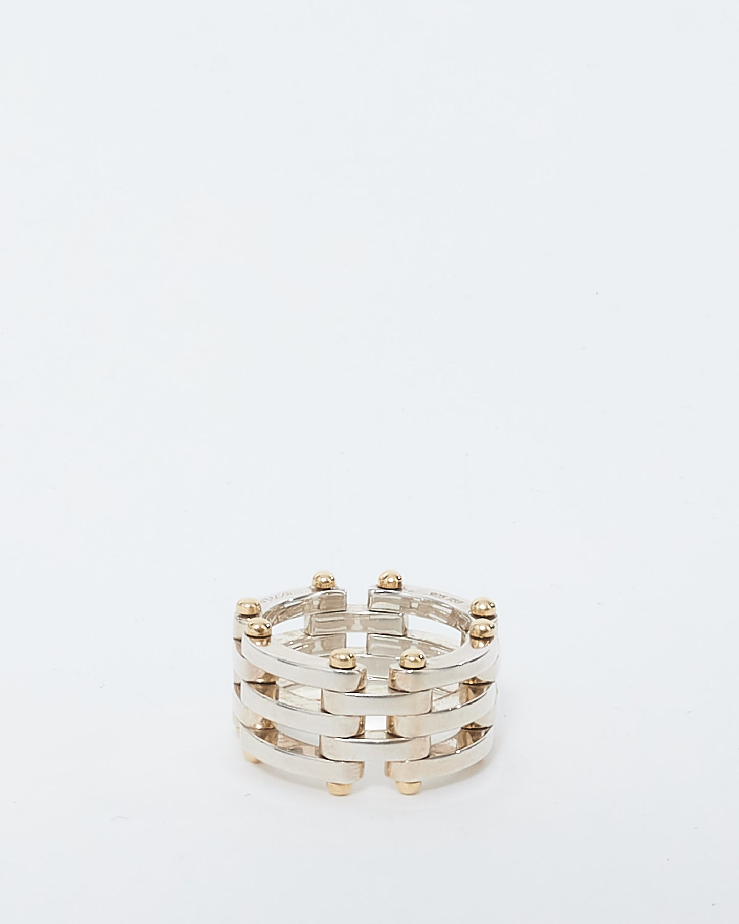 Tiffany & Co. Sterling Silver & Gold Link Ring - 6