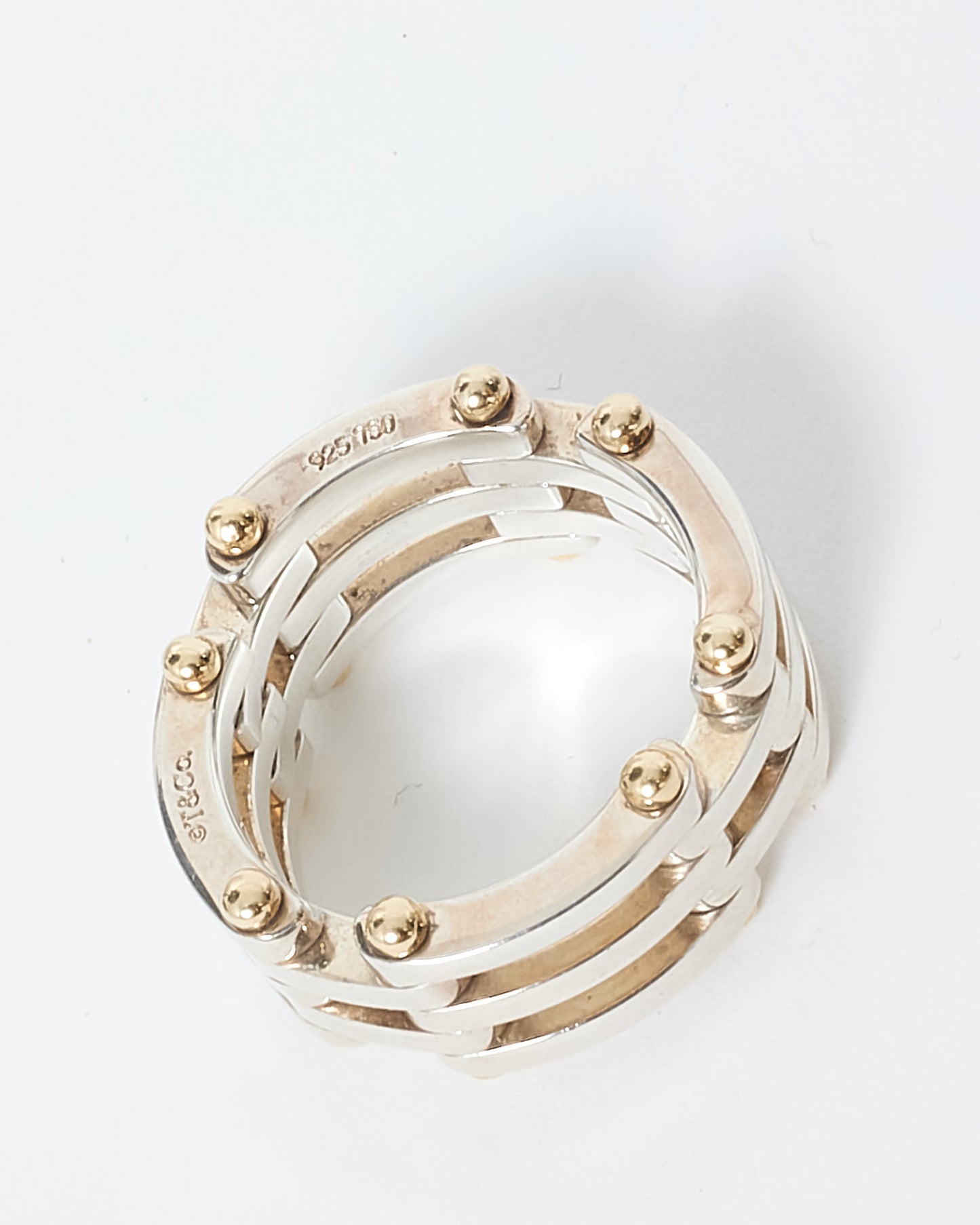 Tiffany & Co. Sterling Silver & Gold Link Ring - 6