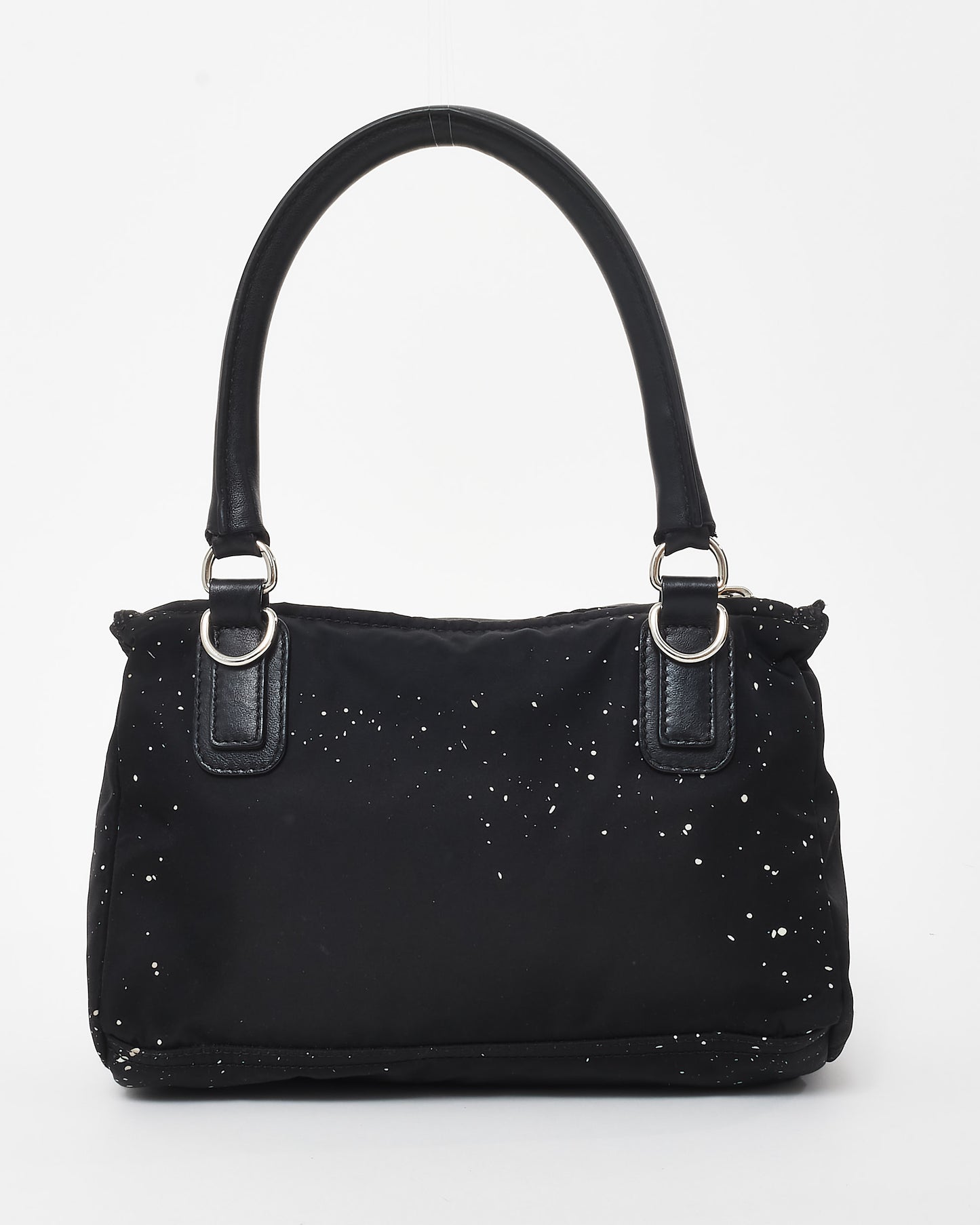 Givenchy Black & White Splatter Logo Nylon Pandora Bag