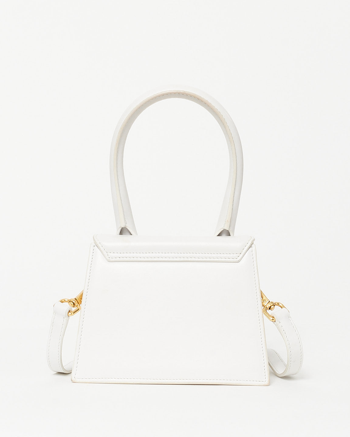 Jacqeumus White Leather Medium "Le Chiquito" Bag