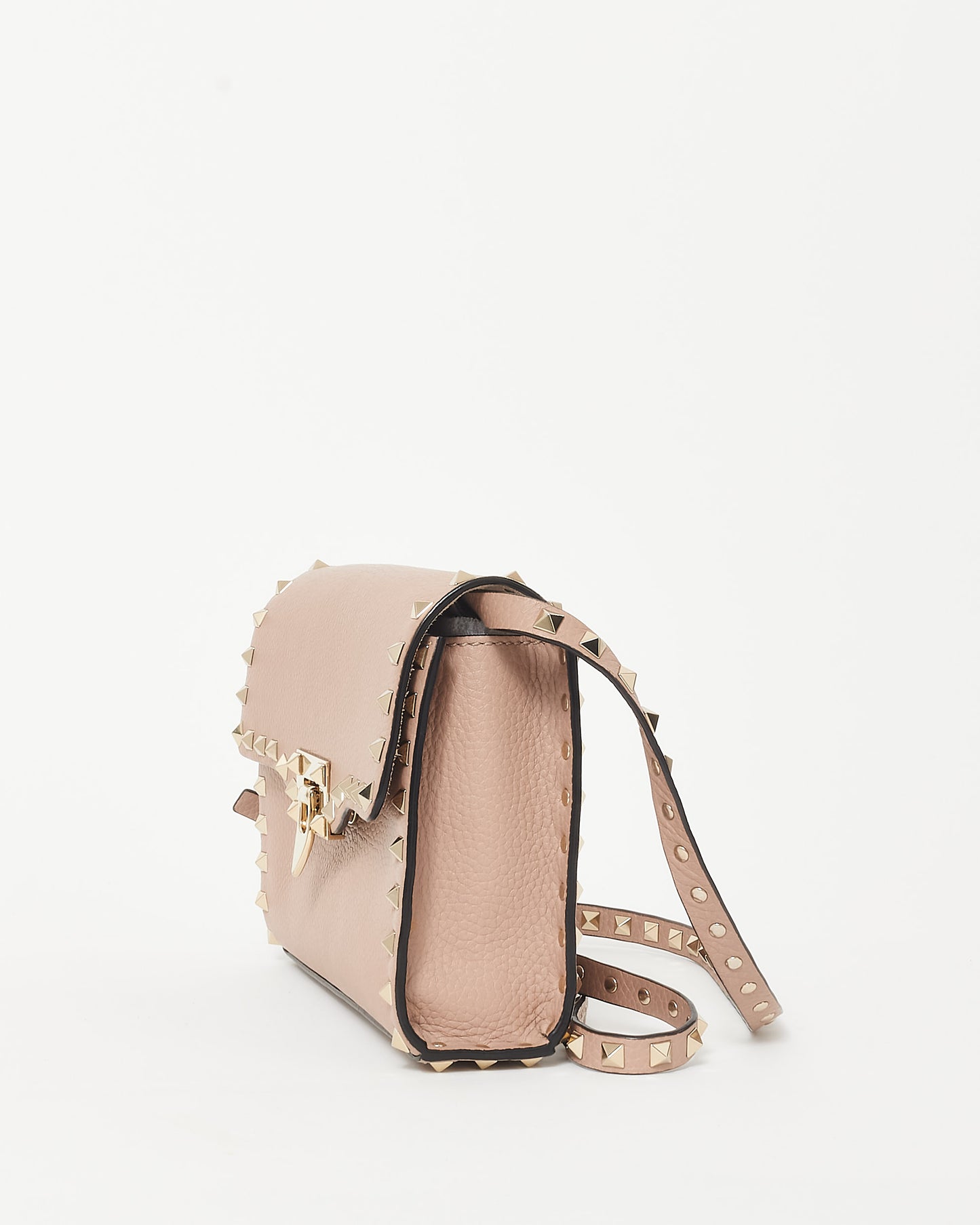 Valentino Blush Leather Flap Lock Rockstud Crossbody Bag