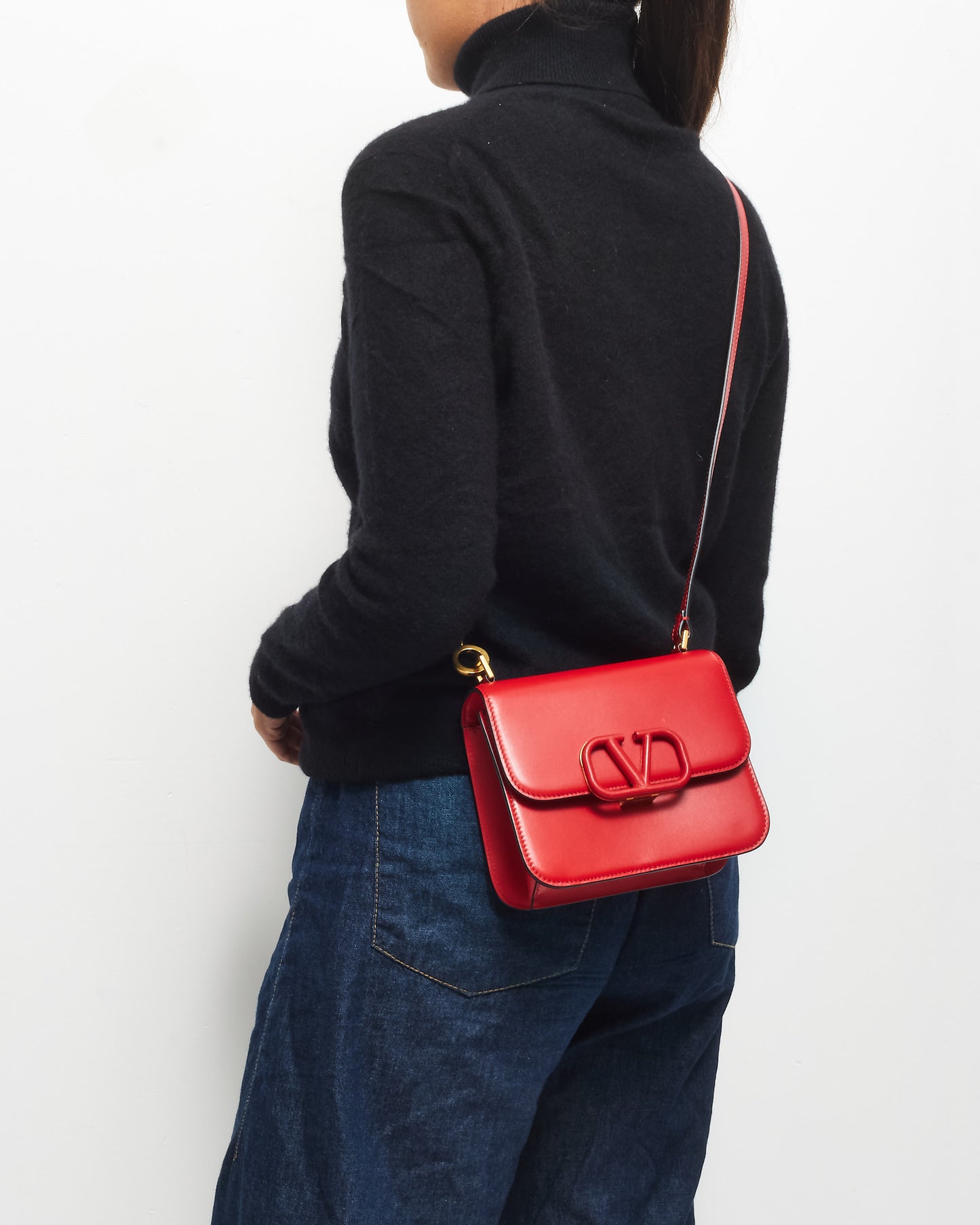 Valentino Red Leather VSling Micro Crossbody Bag