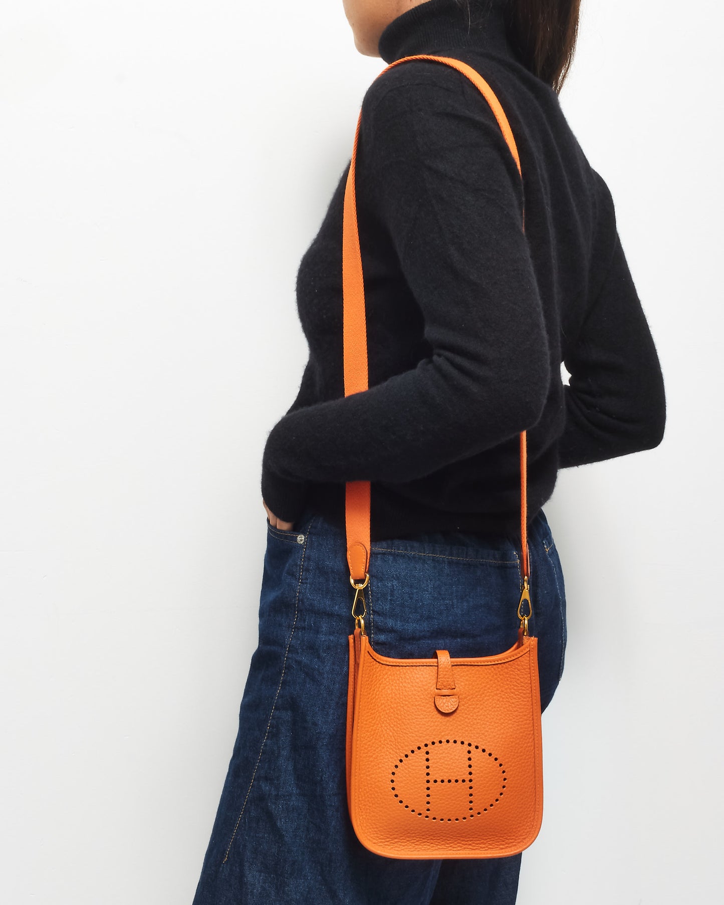 Hermès Orange Leather TPM Evelyne 16