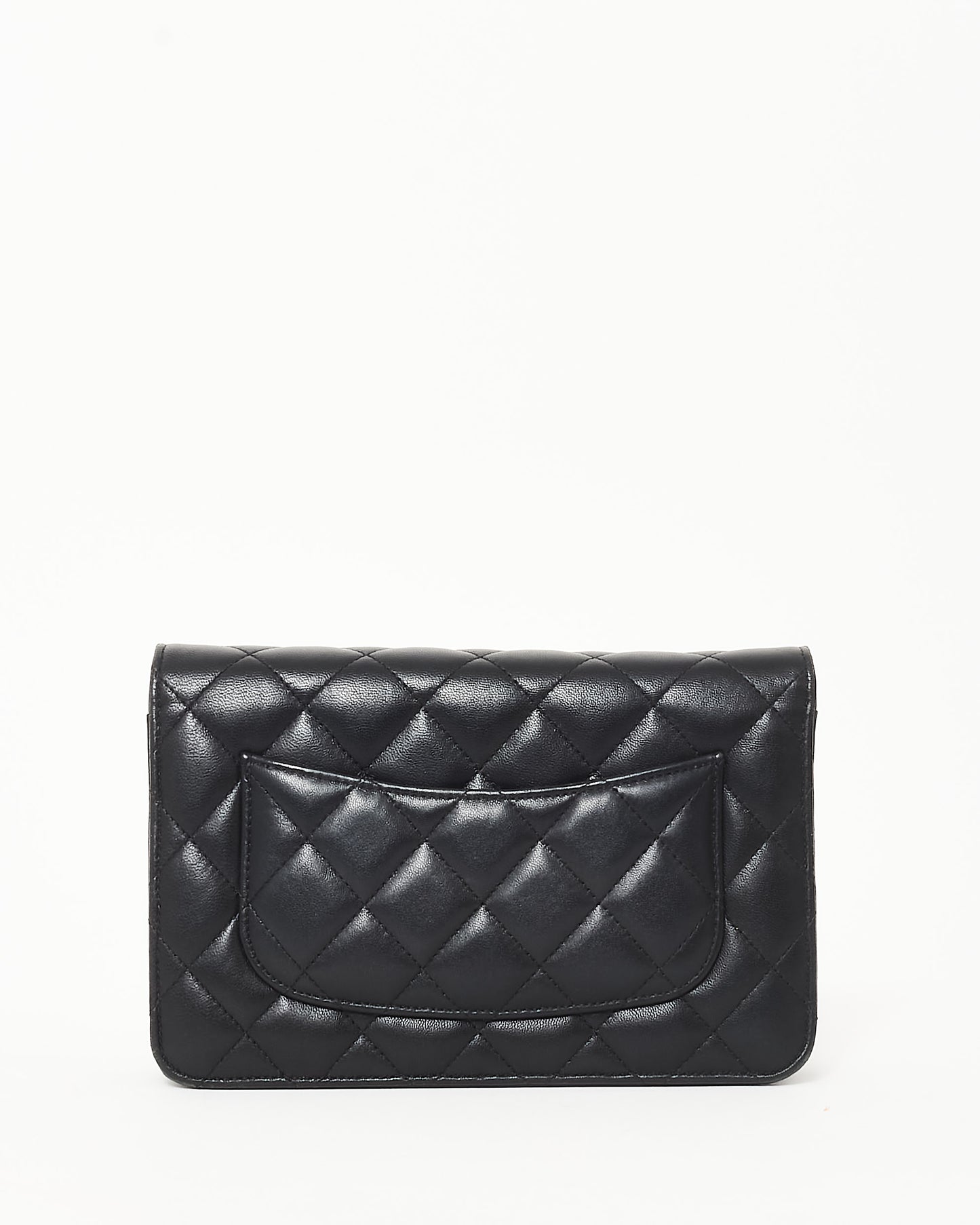 Chanel Black Lambskin Leather GHW Wallet On Chain