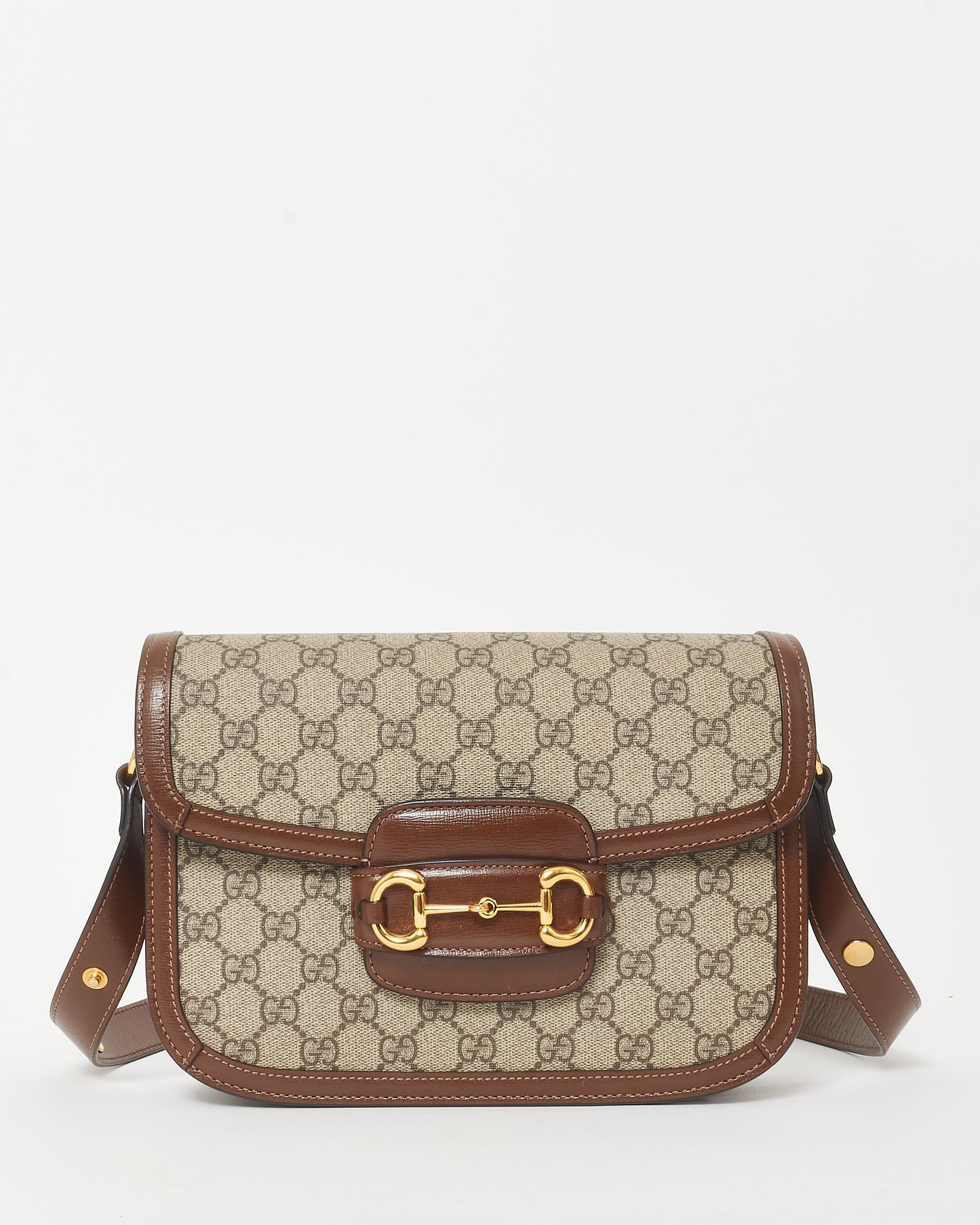 Gucci Brown Monogram Coated Canvas & Leather Small 1955 Horsebit Bag