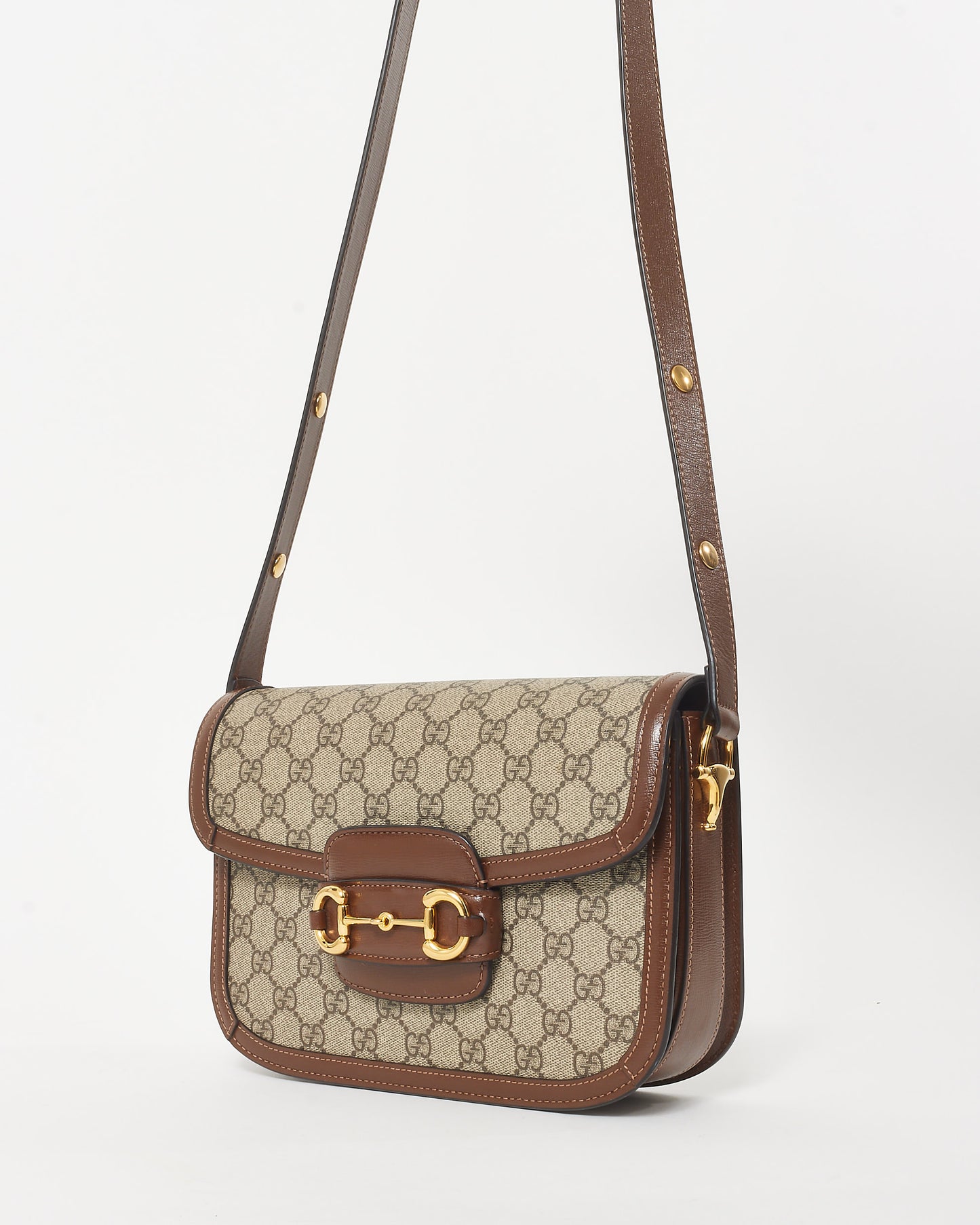 Gucci Brown Monogram Coated Canvas & Leather Small 1955 Horsebit Bag