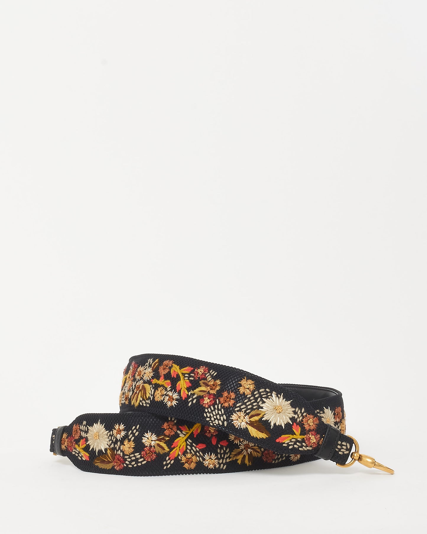 Dior Black & Floral Embroidered Guitar Strap