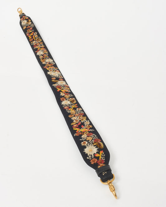 Dior Black & Floral Embroidered Guitar Strap