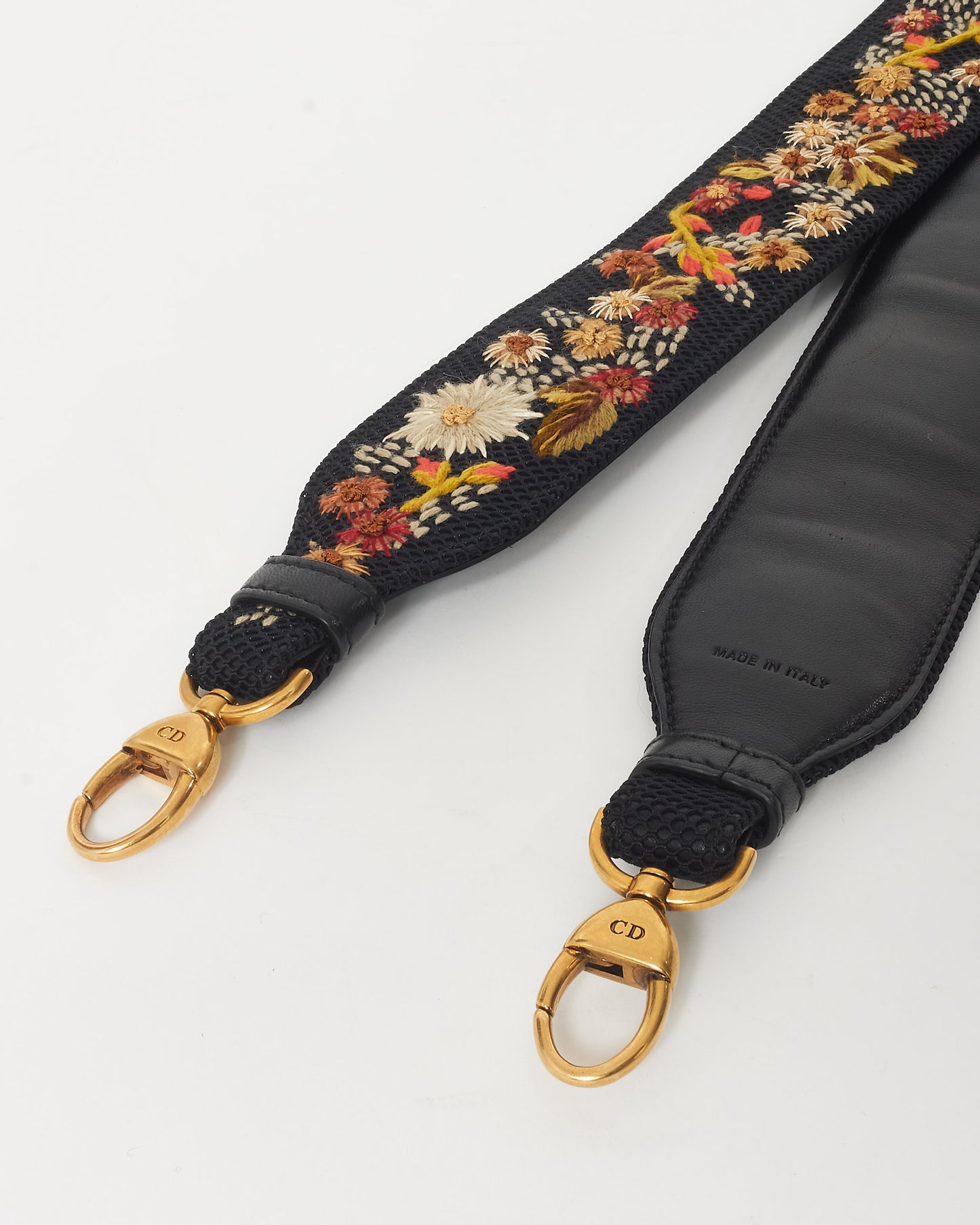 Dior Black & Floral Embroidered Guitar Strap