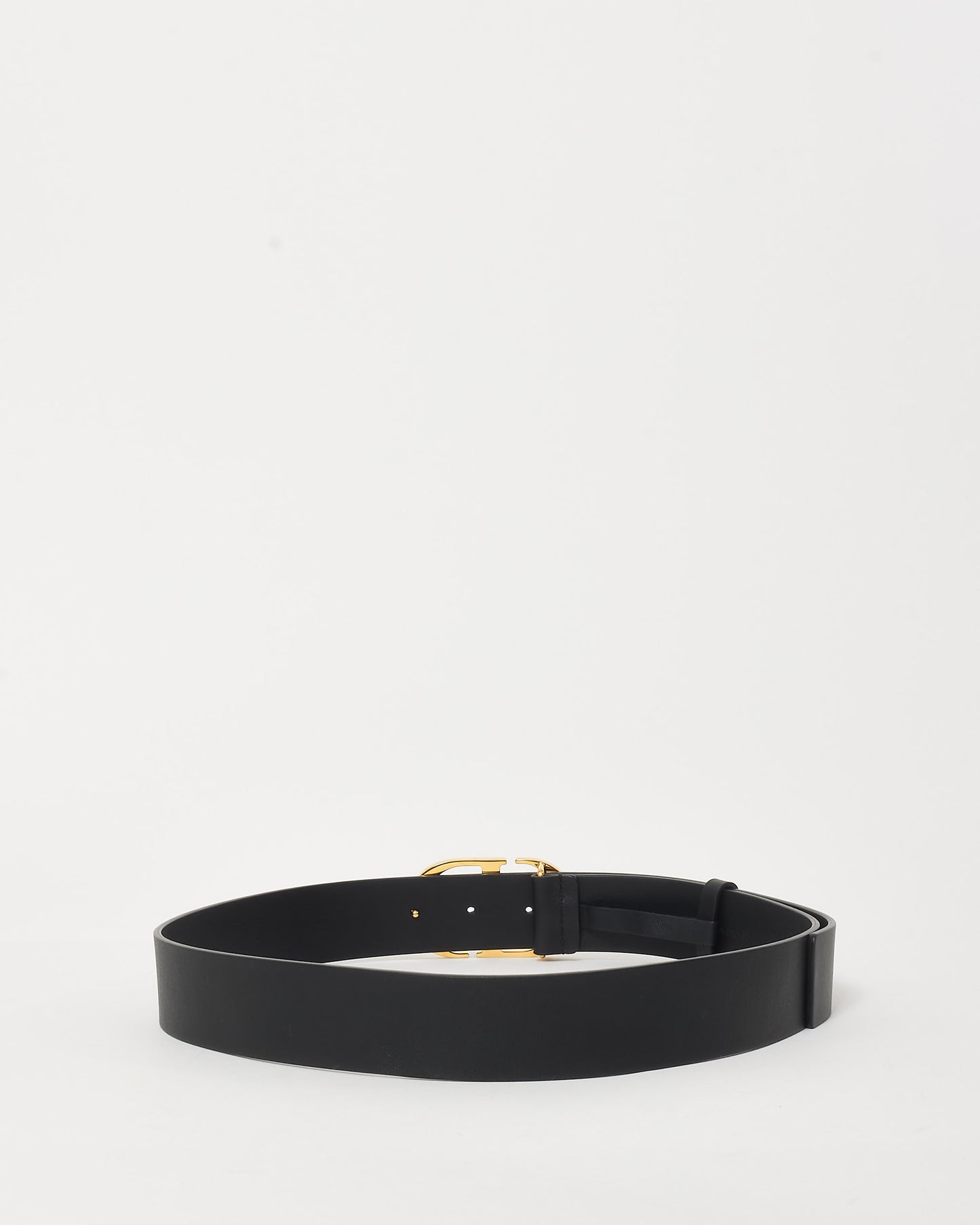 Dior Black Leather & Montaigne Gold Logo Belt - 90