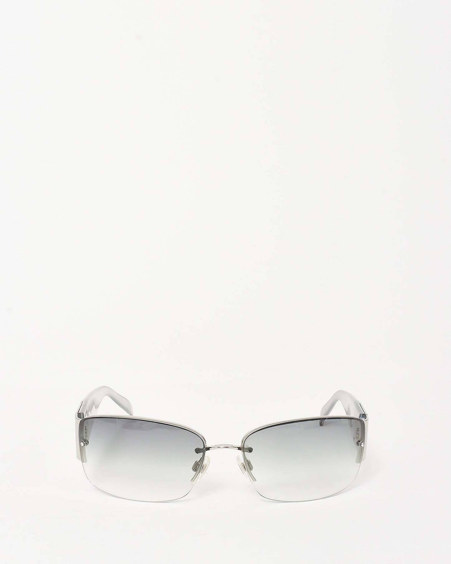 Chanel Blue Silver Iridescent & Pavé Shield Logo 4117-B Sunglasses