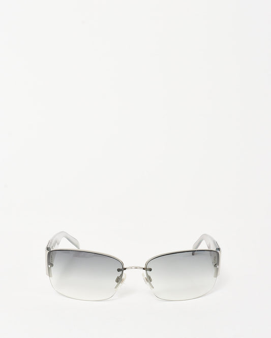 Chanel Blue Silver Iridescent & Pavé Shield Logo 4117-B Sunglasses