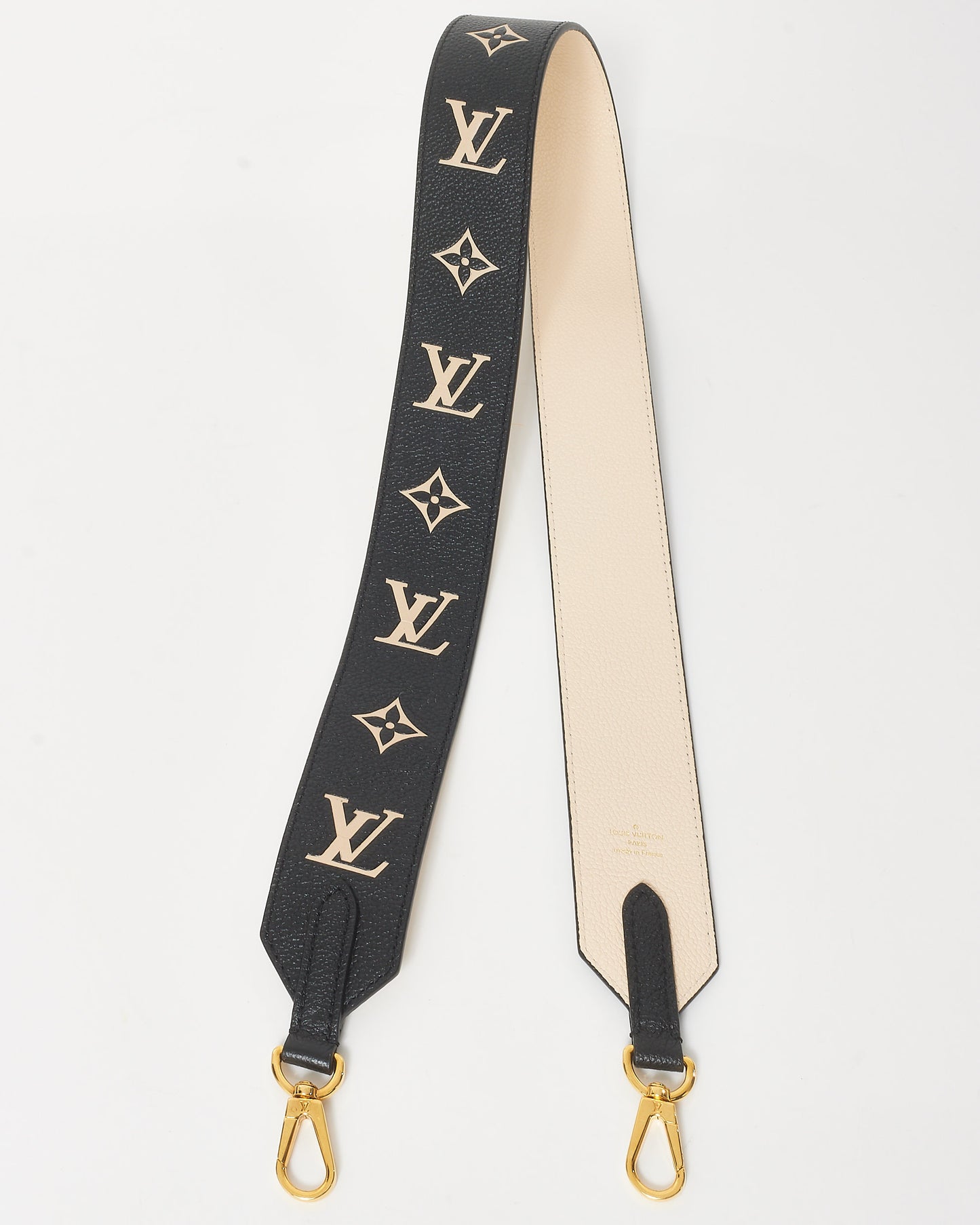 Louis Vuitton Black & Cream Monogram Empreinte Leather Strap