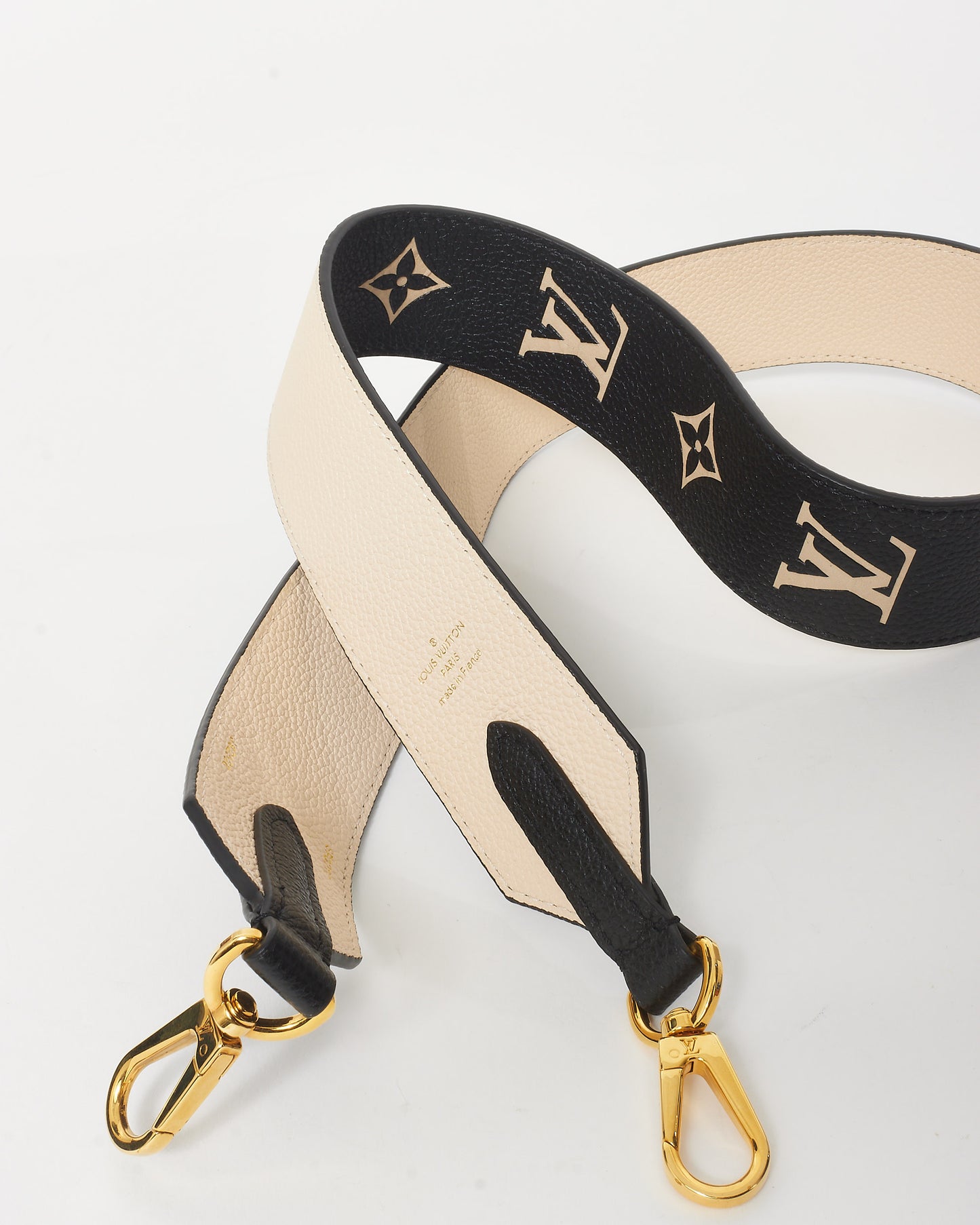 Louis Vuitton Black & Cream Monogram Empreinte Leather Strap