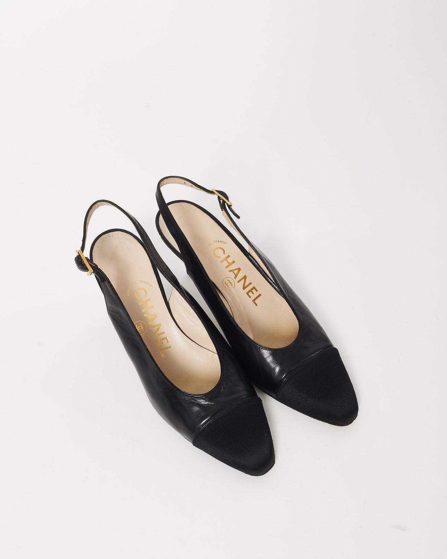 Chanel Black Leather Slingback Pumps - 36