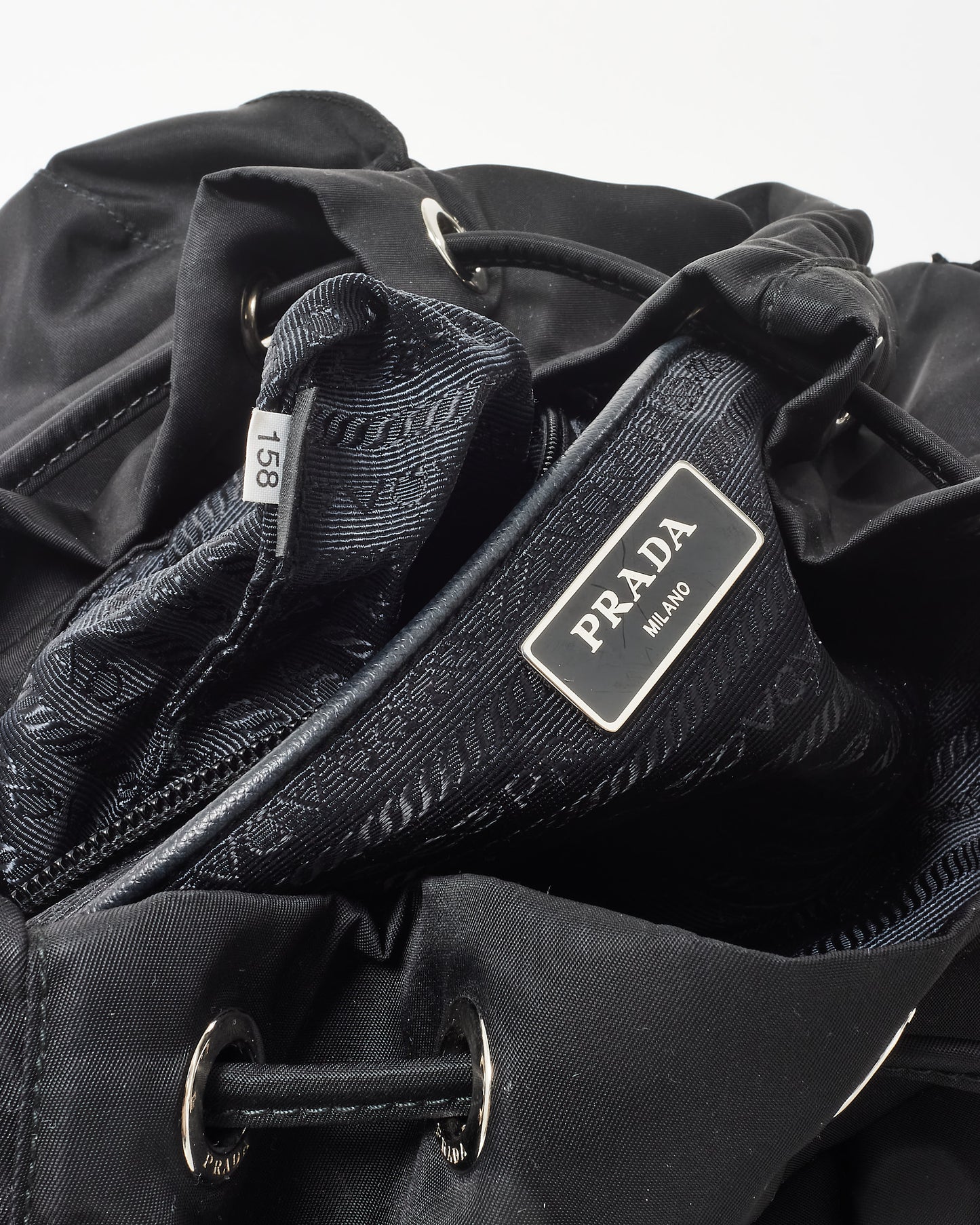 Prada Black Re- Nylon Double Front Pocket Medium Backpack