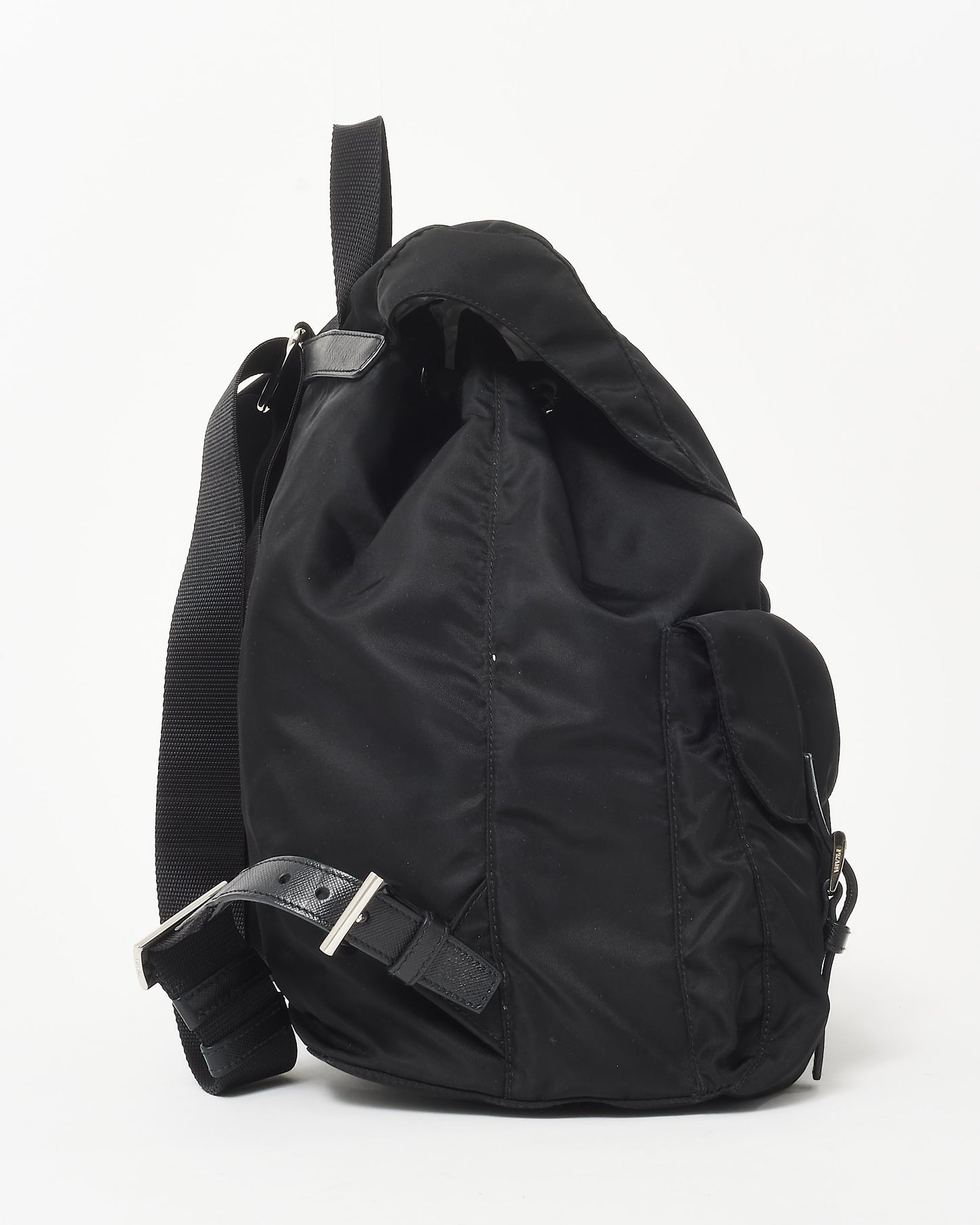 Prada Black Re- Nylon Double Front Pocket Medium Backpack