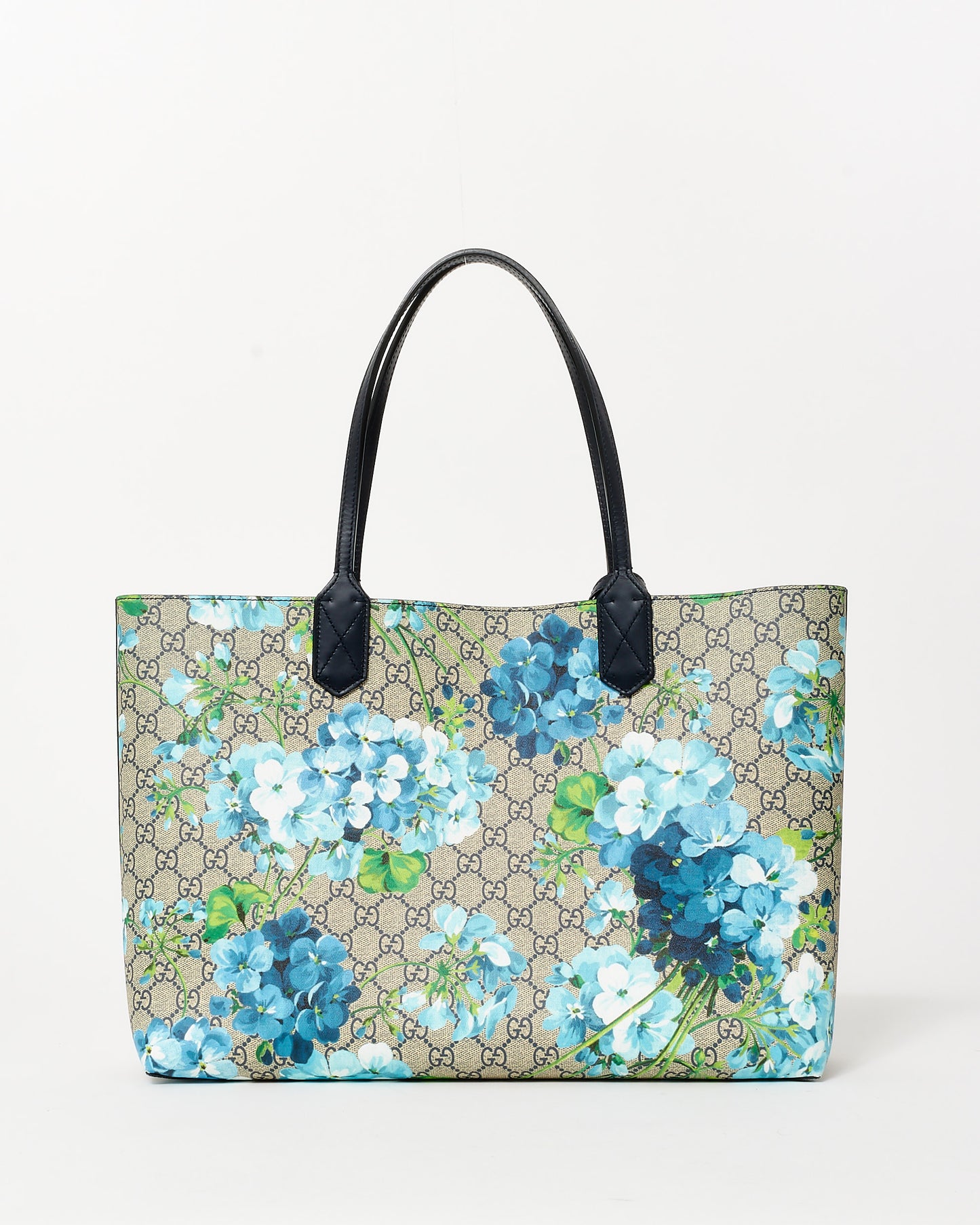 Gucci Monogram Coated Canvas & Blue Flower Reversible Tote Bag